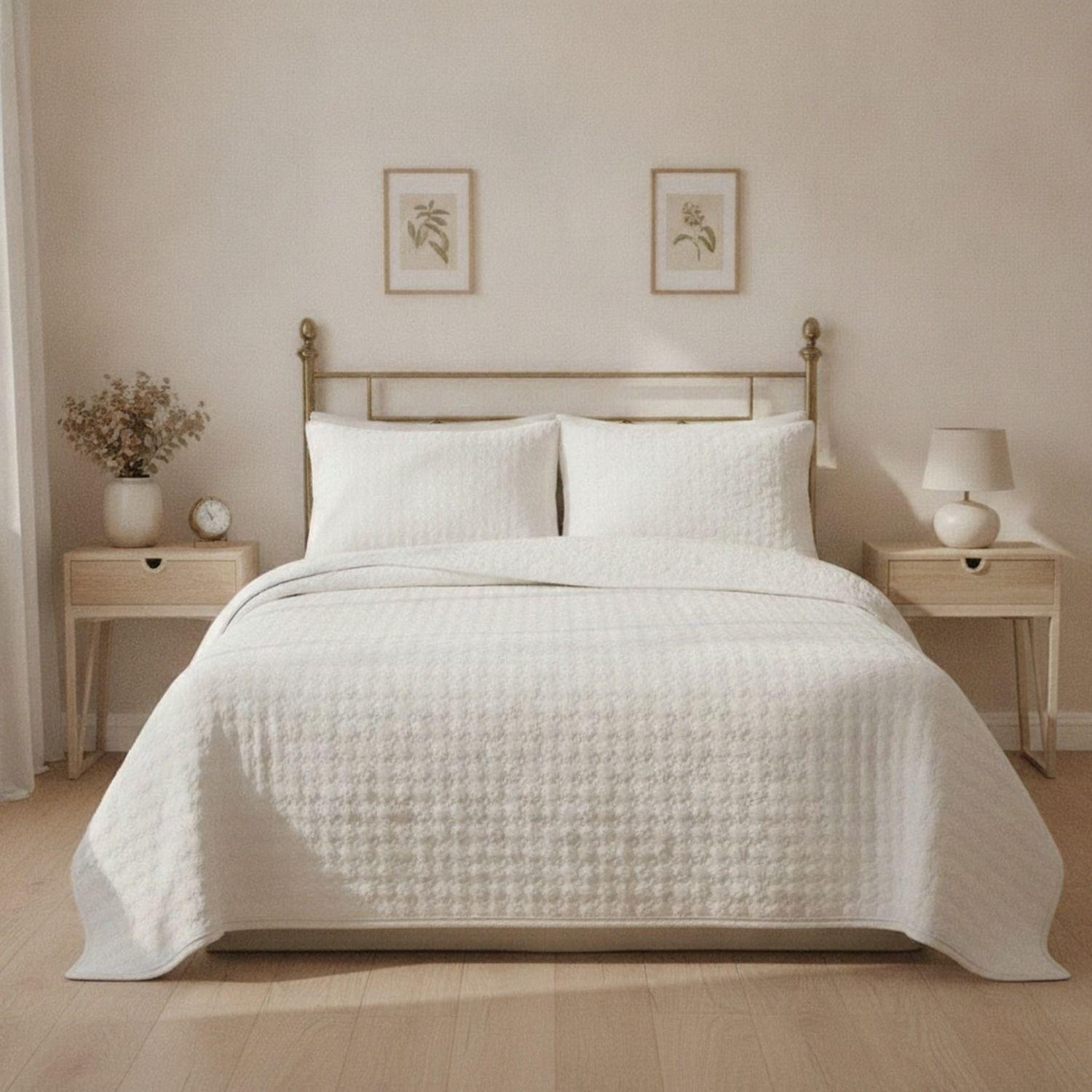 Cubrecamas Quilt 2 1/2 Plazas Blanco Deluxe Collection-5