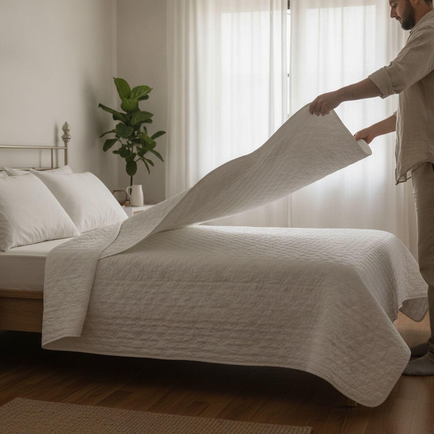 Cubrecamas Quilt 2 1/2 Plazas Blanco Deluxe Collection-7