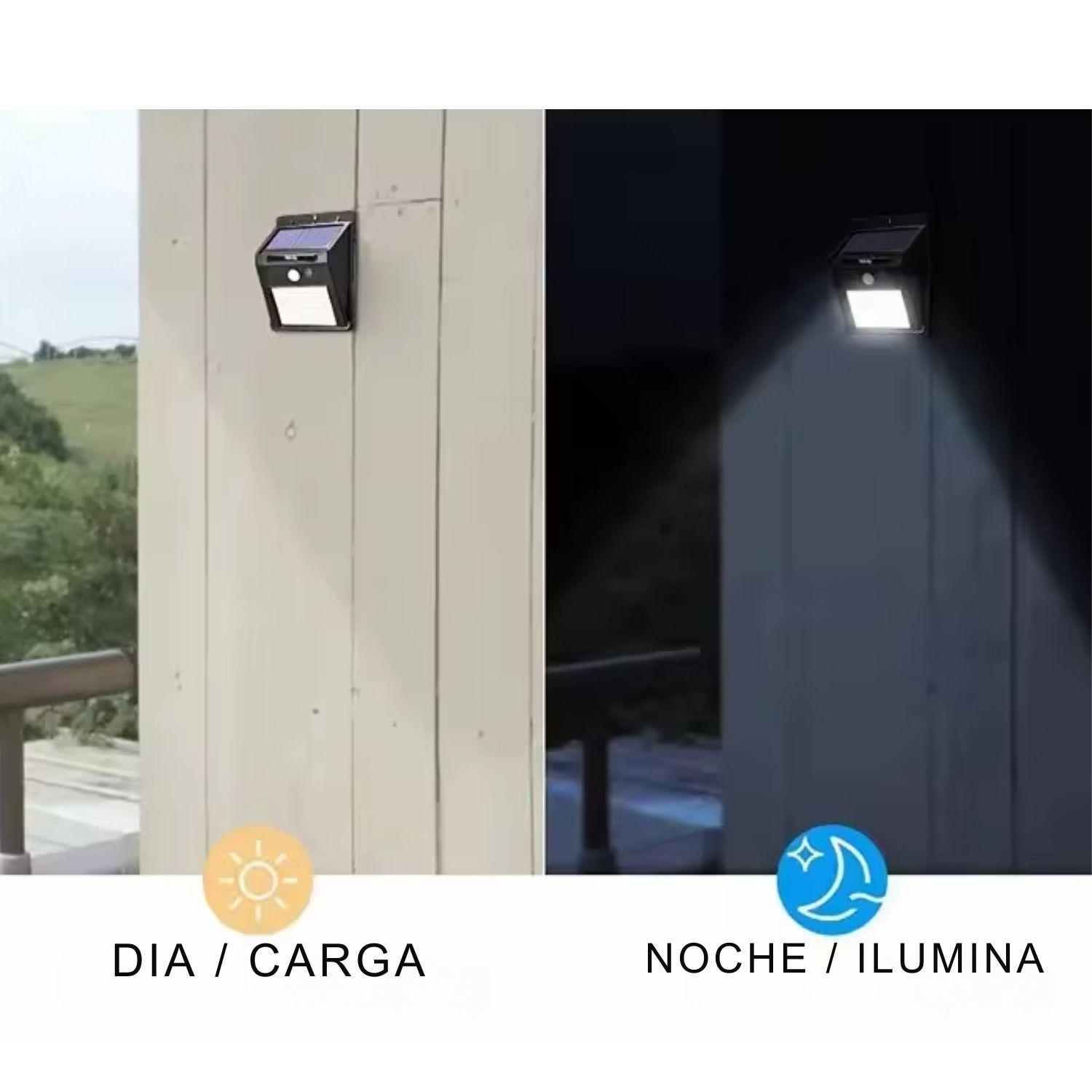 Luz Solar Led De Pared 30 Leds 12cm Negra-2