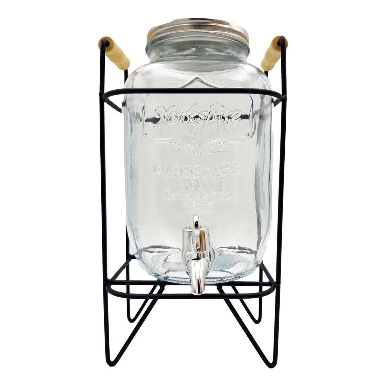 Dispensador Bebidas Vidrio Soporte Grifo 5 Litros Jugos-0