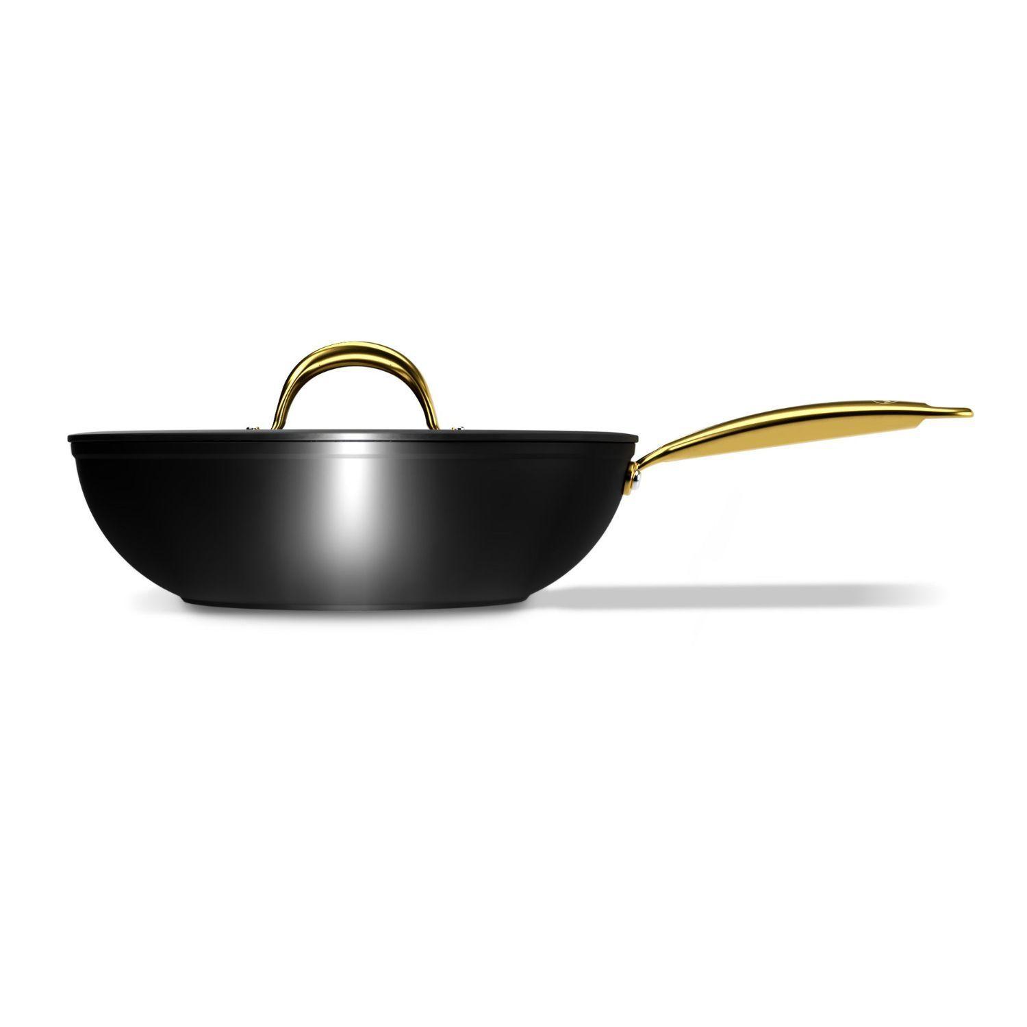 Wok Wens Golden Series 28cm Acero Inoxidable Tapa de Vidrio-2