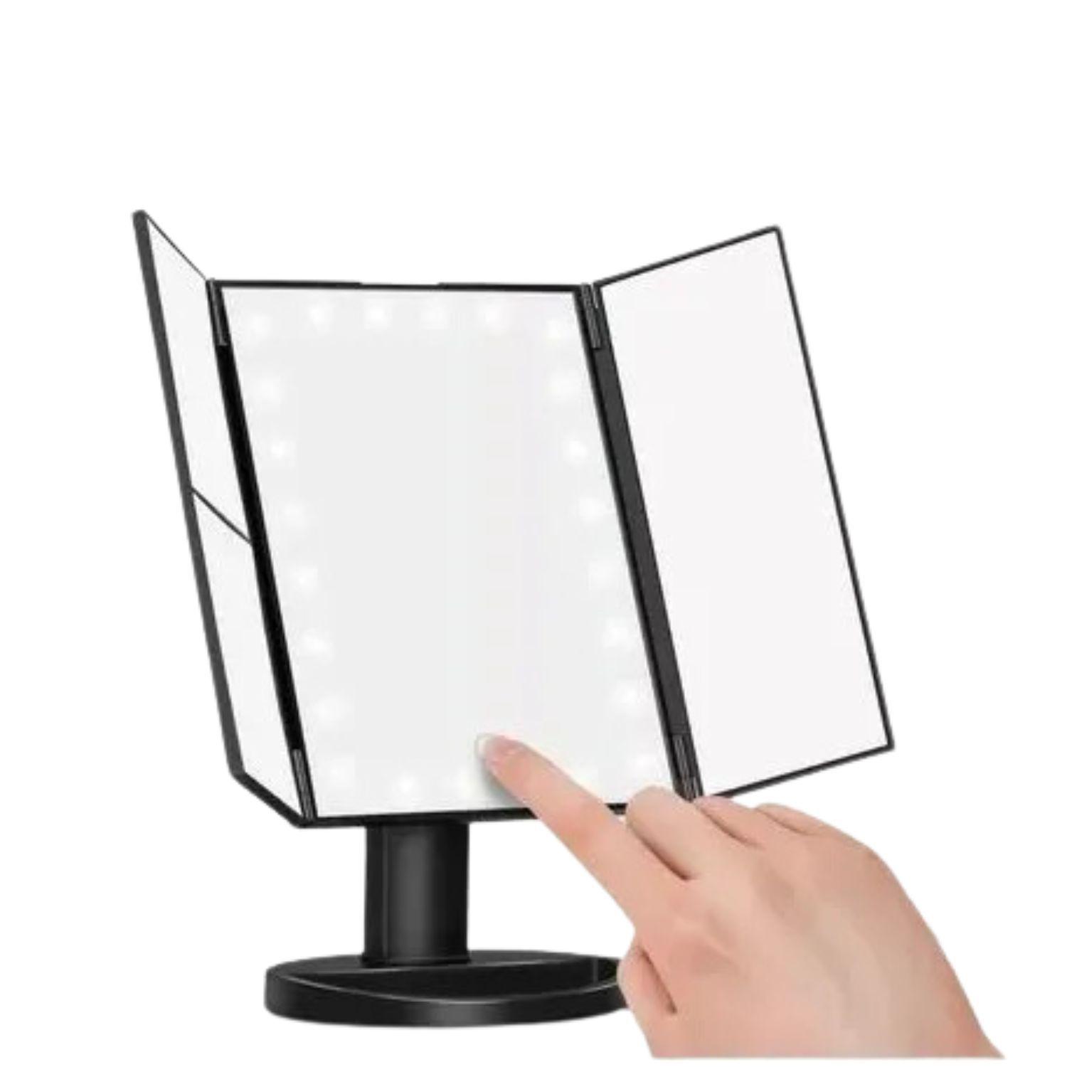 Espejo Triple Desplegable Luces Led 34cm Maquillaje 22 Luces-1