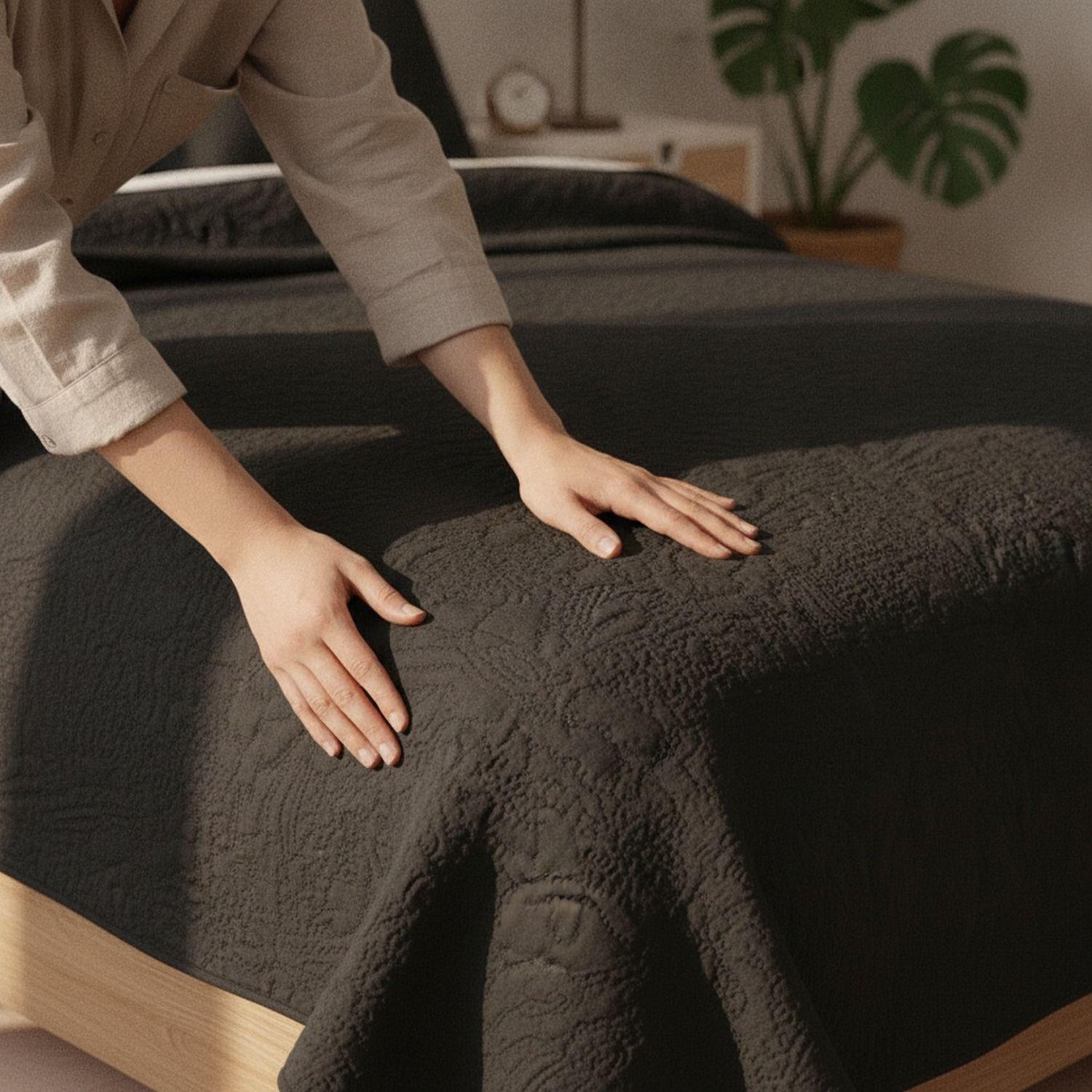 Cubrecama Quilt 2 Plazas Negro Wonder Collection Martine-1