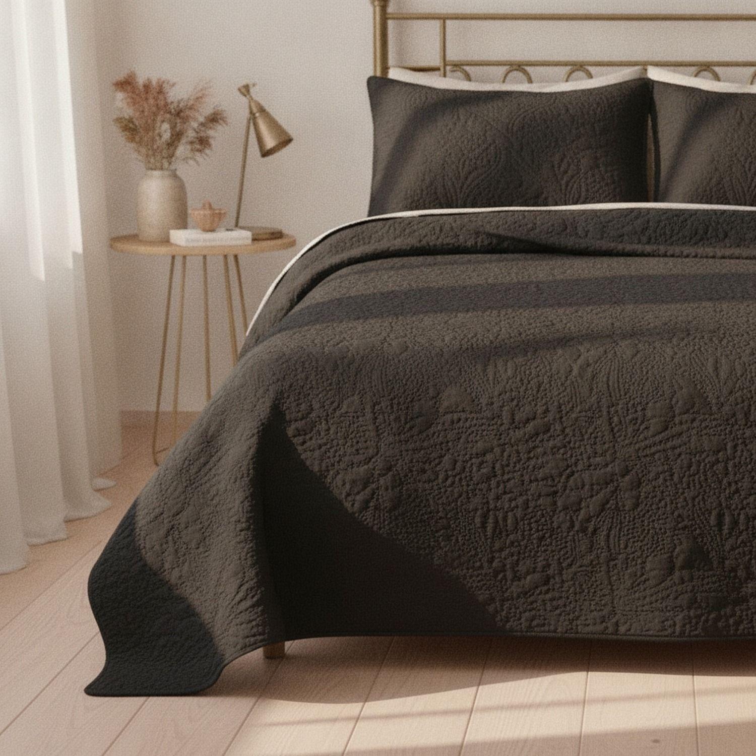 Cubrecama Quilt 2 Plazas Negro Wonder Collection Martine-4