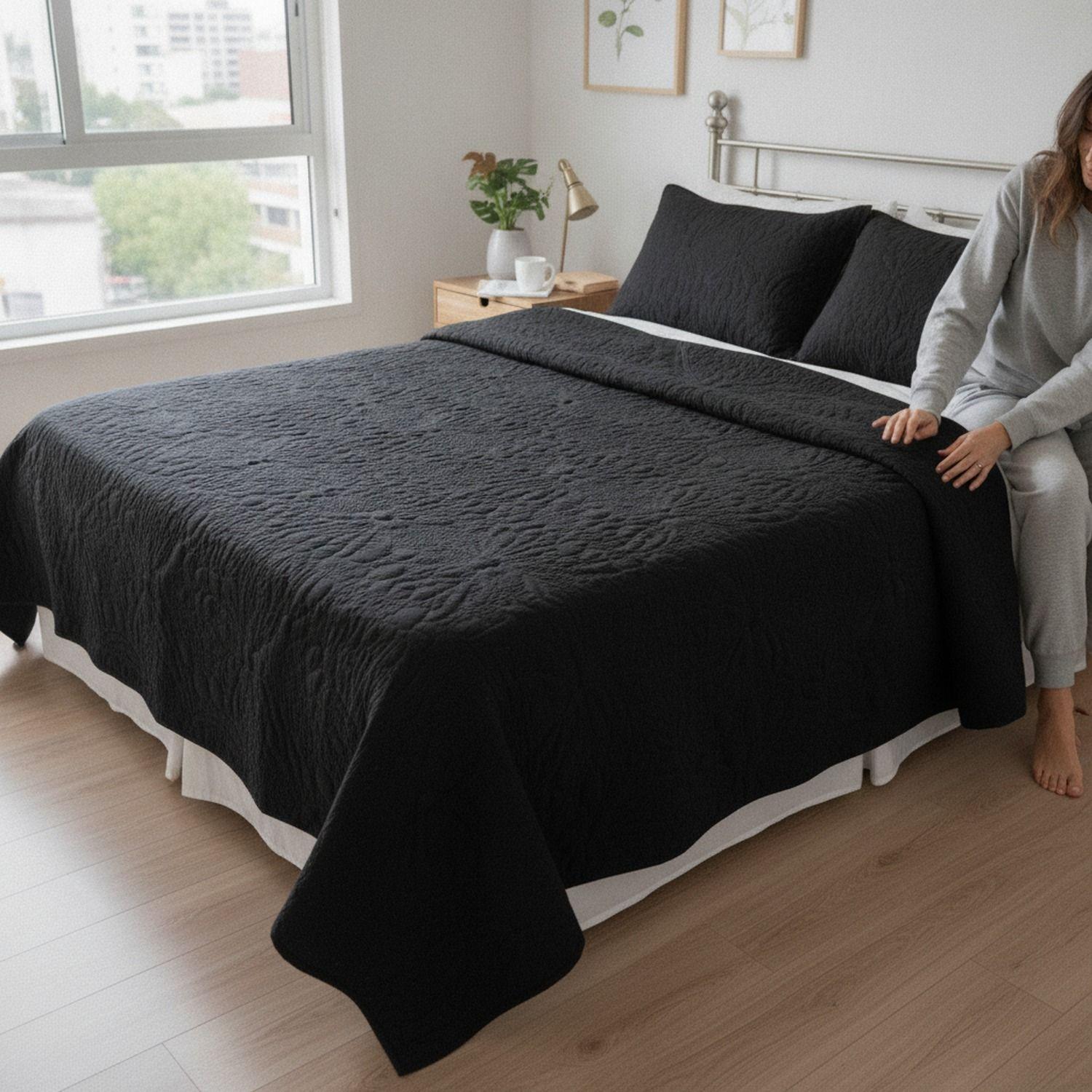 Cubrecama Quilt 2 Plazas Negro Wonder Collection Martine-5