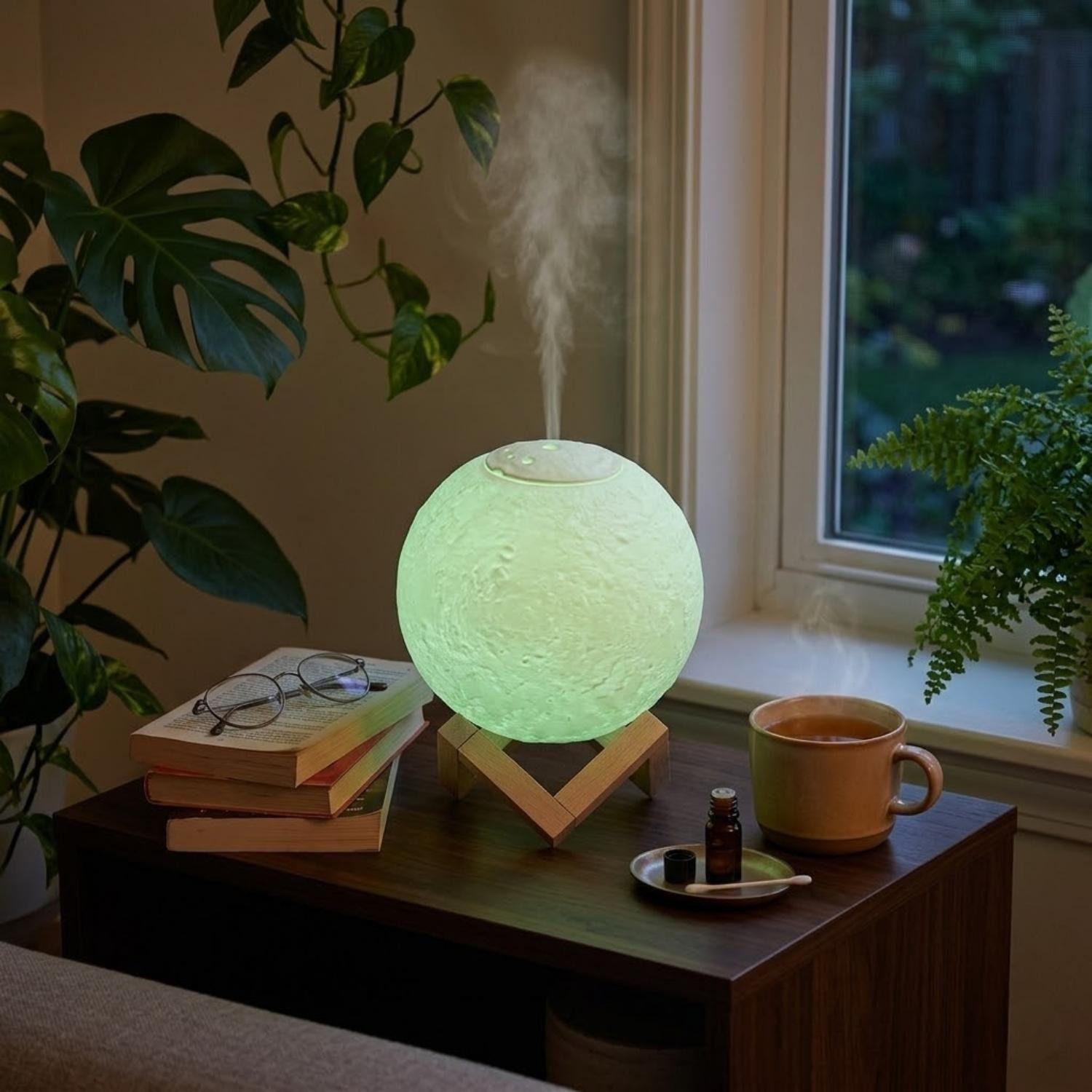 Humidificador Luna Silencioso Aromatico Hogar Blanco-4
