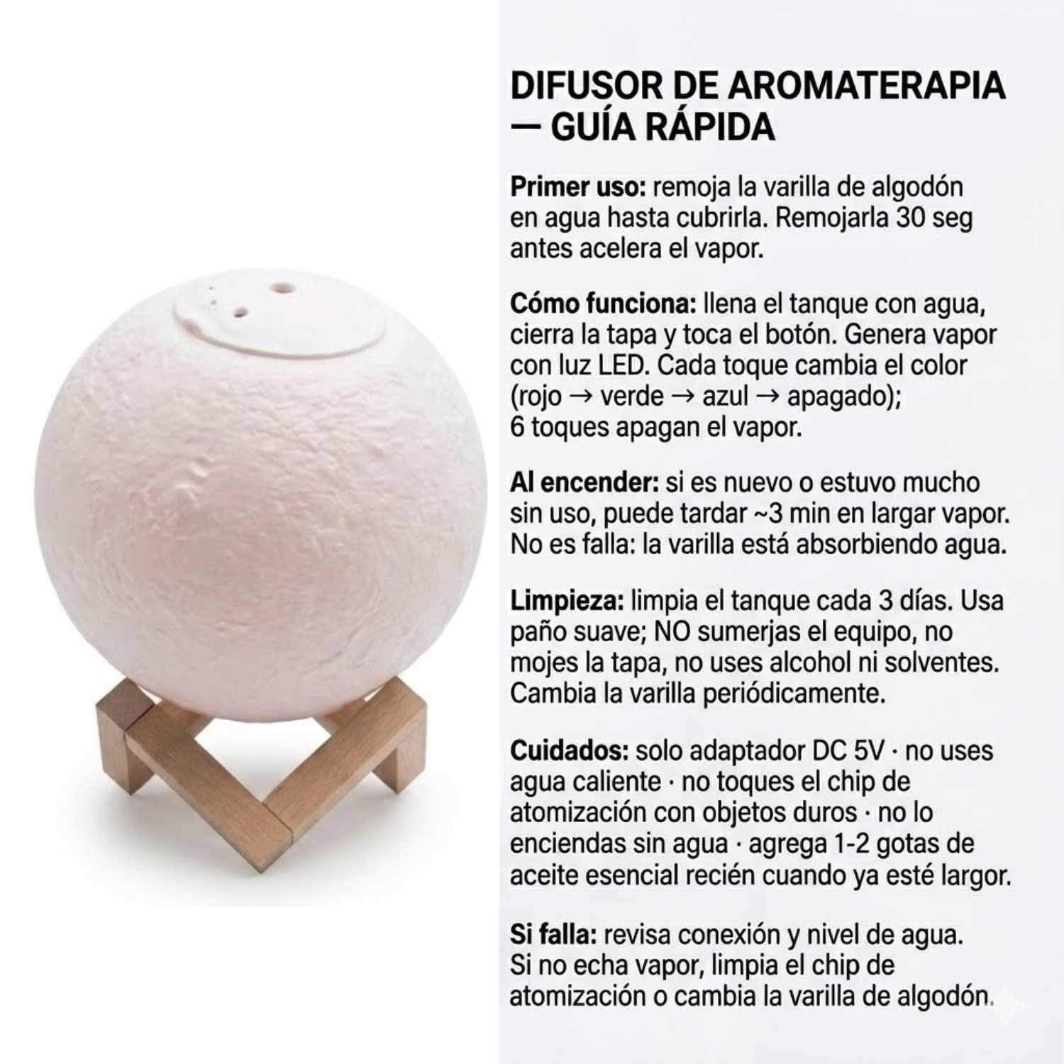Humidificador Luna Silencioso Aromatico Hogar Blanco-7