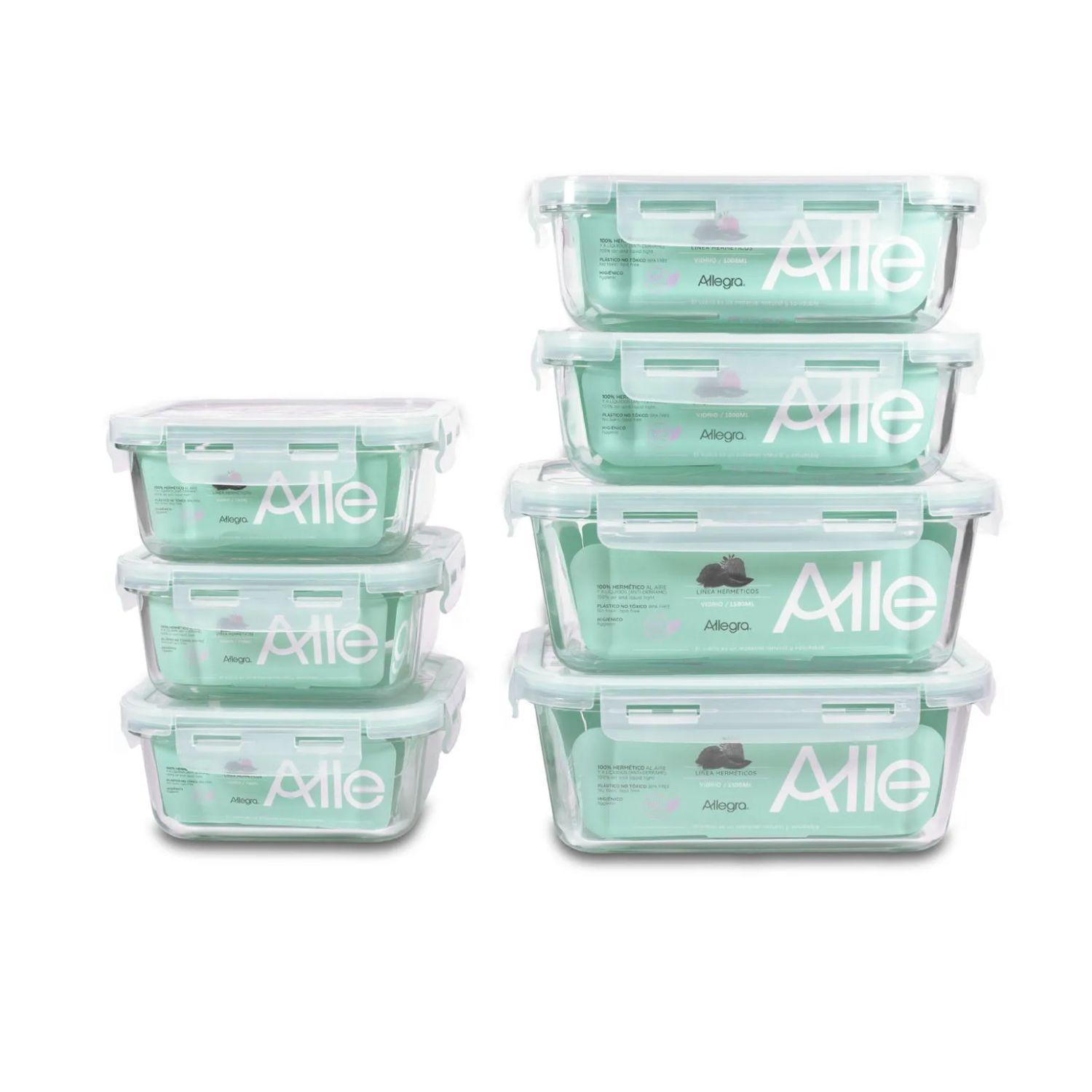 Set 12 Contenedores Tapers Hermeticos Vidrio Allegra-2