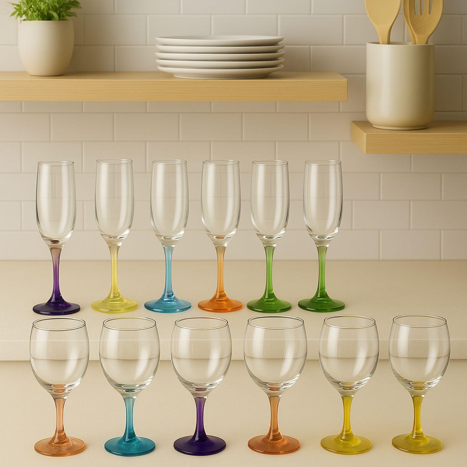 Set 18 Copas Vasos Cristar Fondo Color Fiestas Celebracion-3