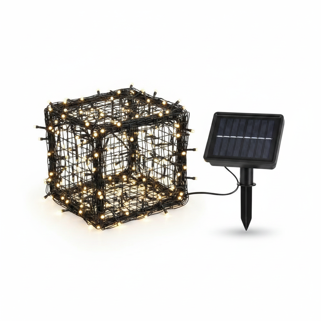 Guirnalda Malla Luces Led Solar 100 Luces 1.5x1.5m Calida-5