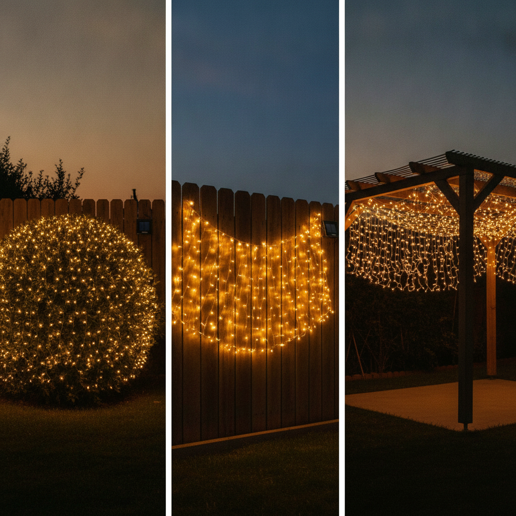 Guirnalda Malla Luces Led Solar 100 Luces 1.5x1.5m Calida-6
