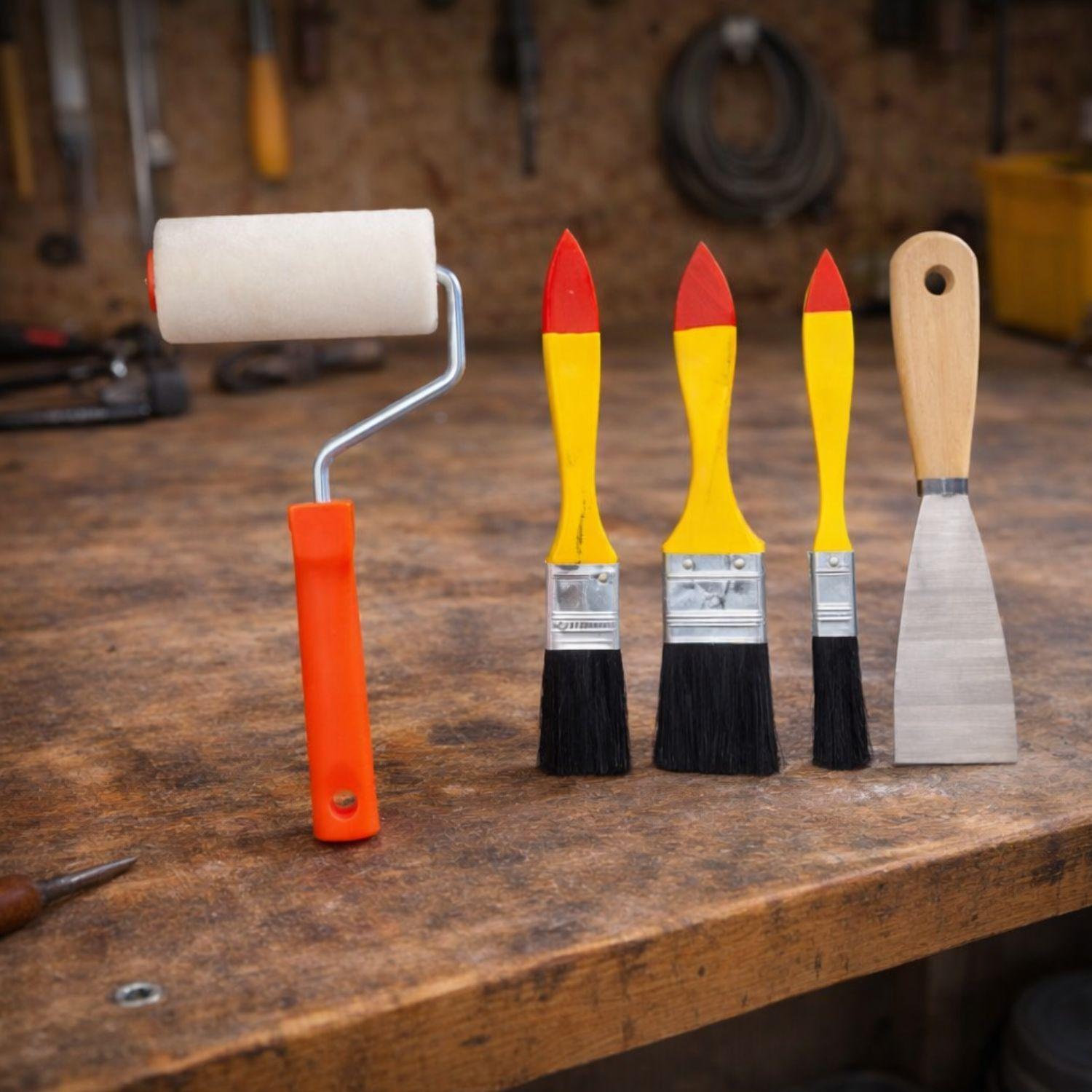 Kit Basico Para Pintar Brocha Rodillo Espatula Construcción-2