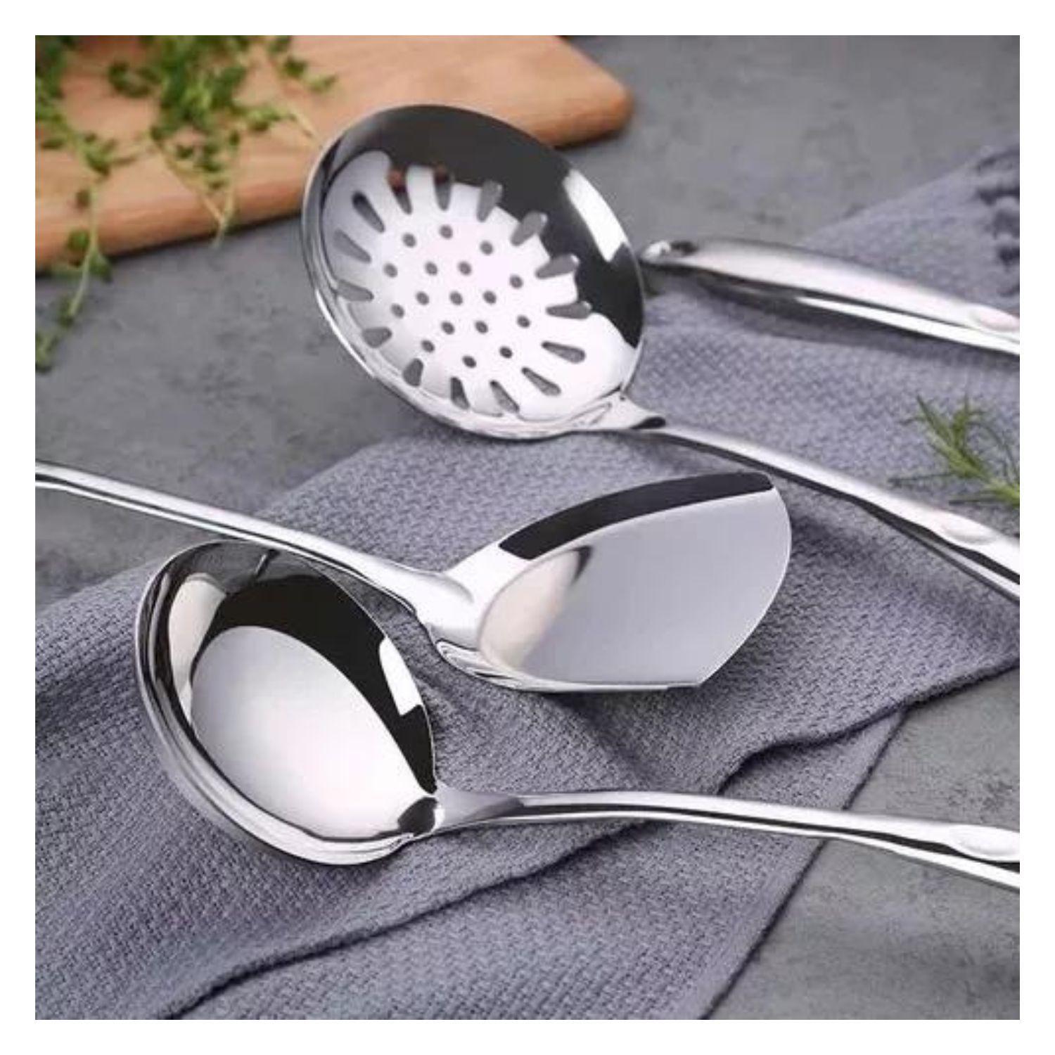 Set 6 Piezas Cucharones Cocina 37cm Design Plateado Multicolor-1