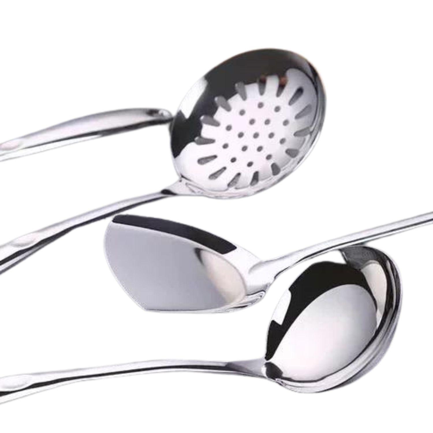 Set 6 Piezas Cucharones Cocina 37cm Design Plateado Multicolor-3