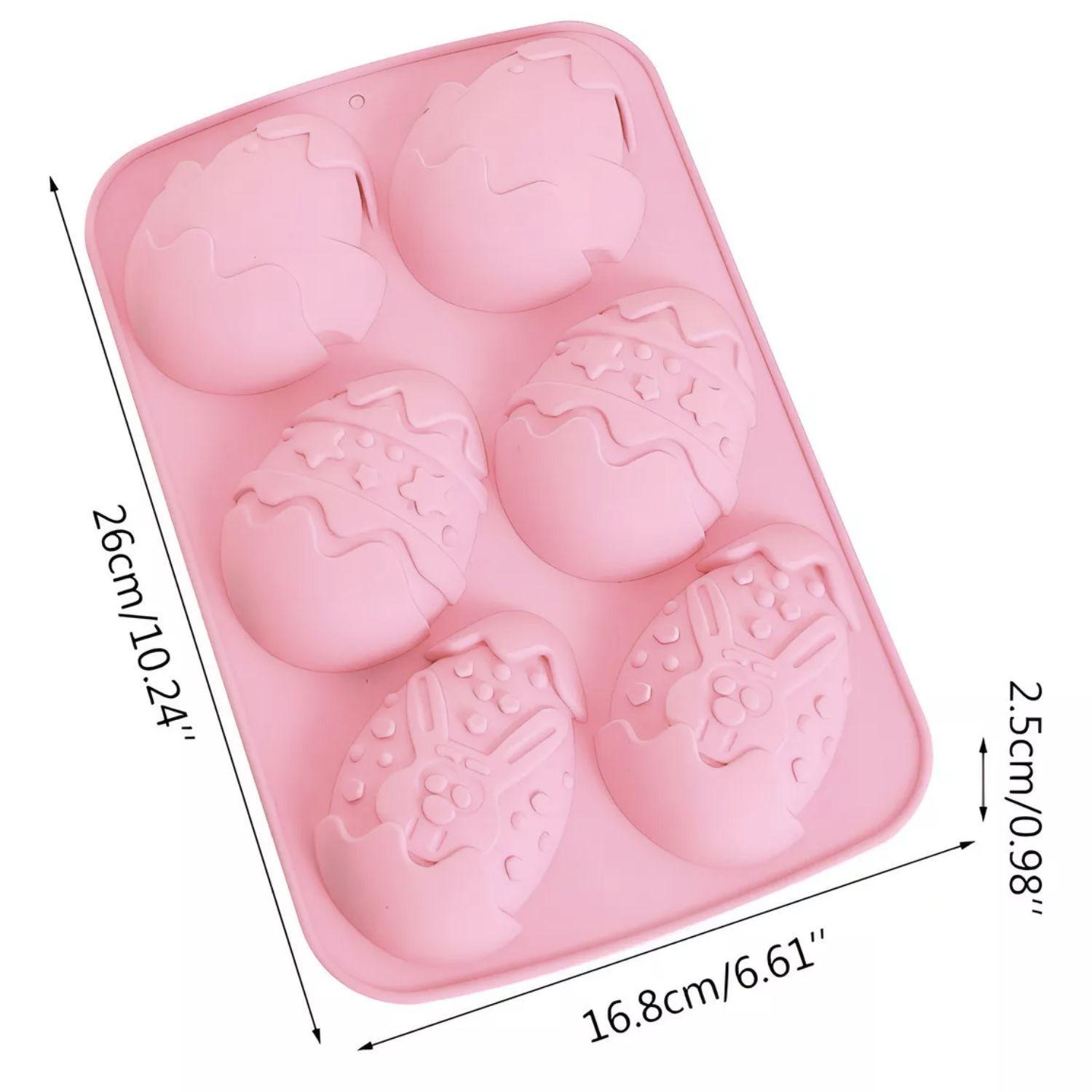 Molde Silicona Bandeja 6 Huevos de Pascua Grande Rosado-1