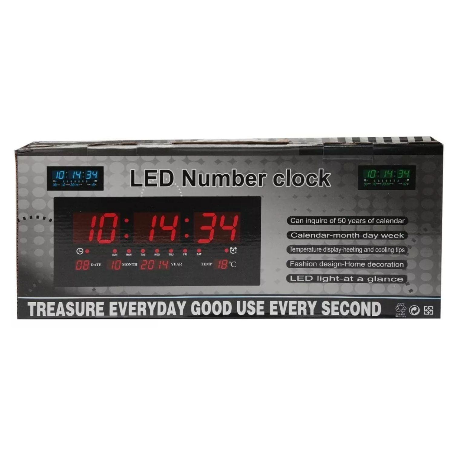 Reloj Digital Pared Luz Led Hora Fecha Temperatura 36x15cm-5