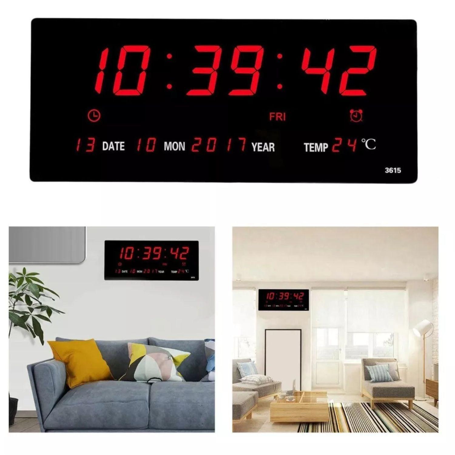 Reloj Digital Pared Luz Led Hora Fecha Temperatura 36x15cm-8