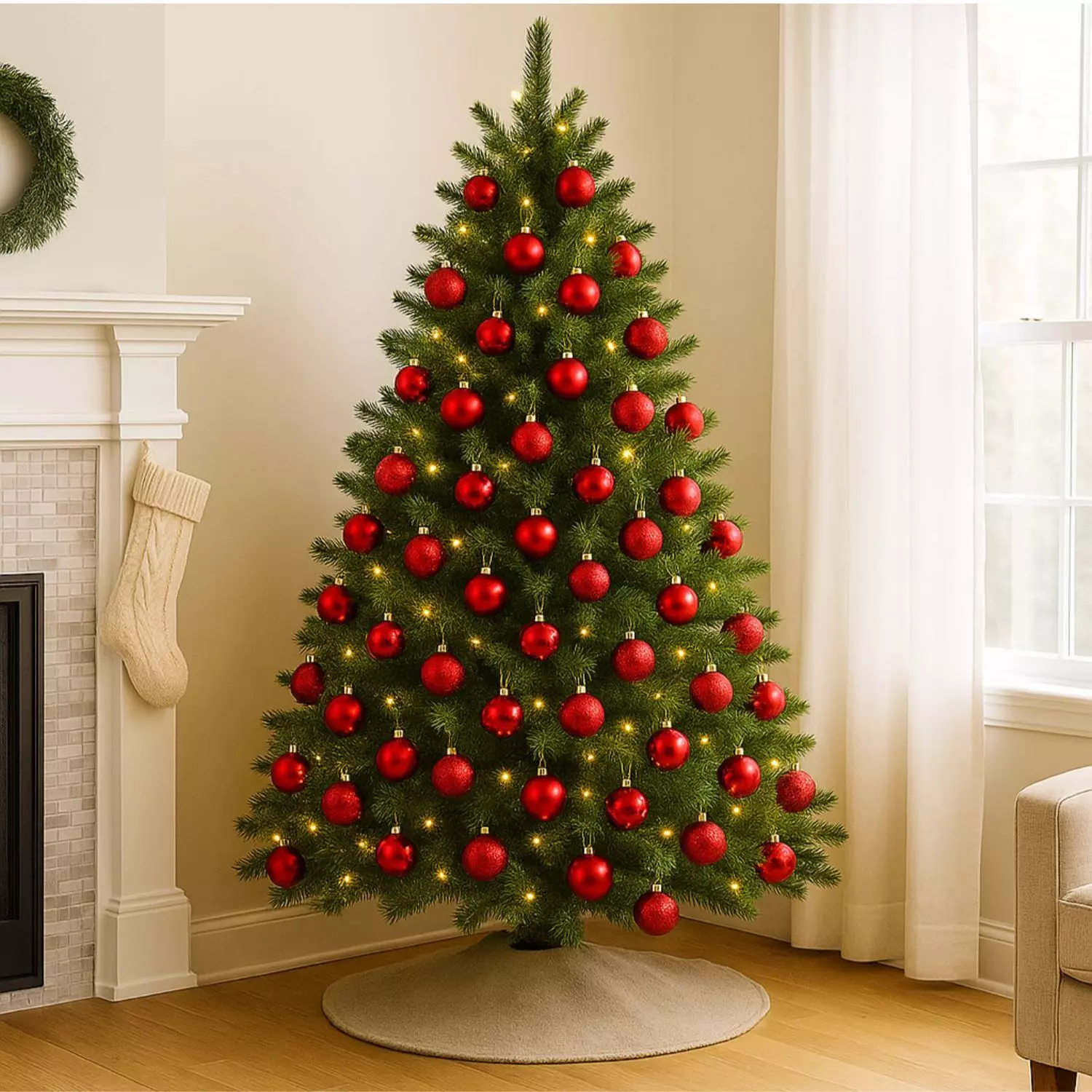 16 Esferas Navidad Bambalinas 8 Cm Navideñas Rojas Decorar-2