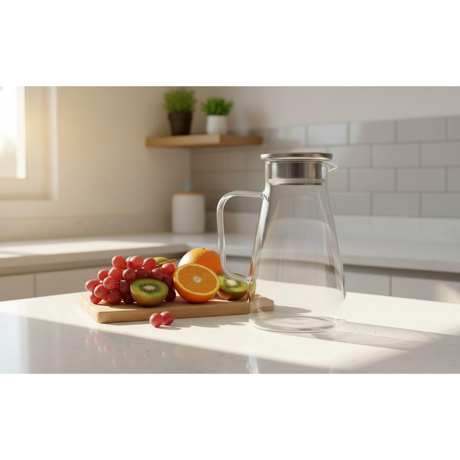 Jarra de Vidrio con Tapa Transparente Moderna 1700mL-2