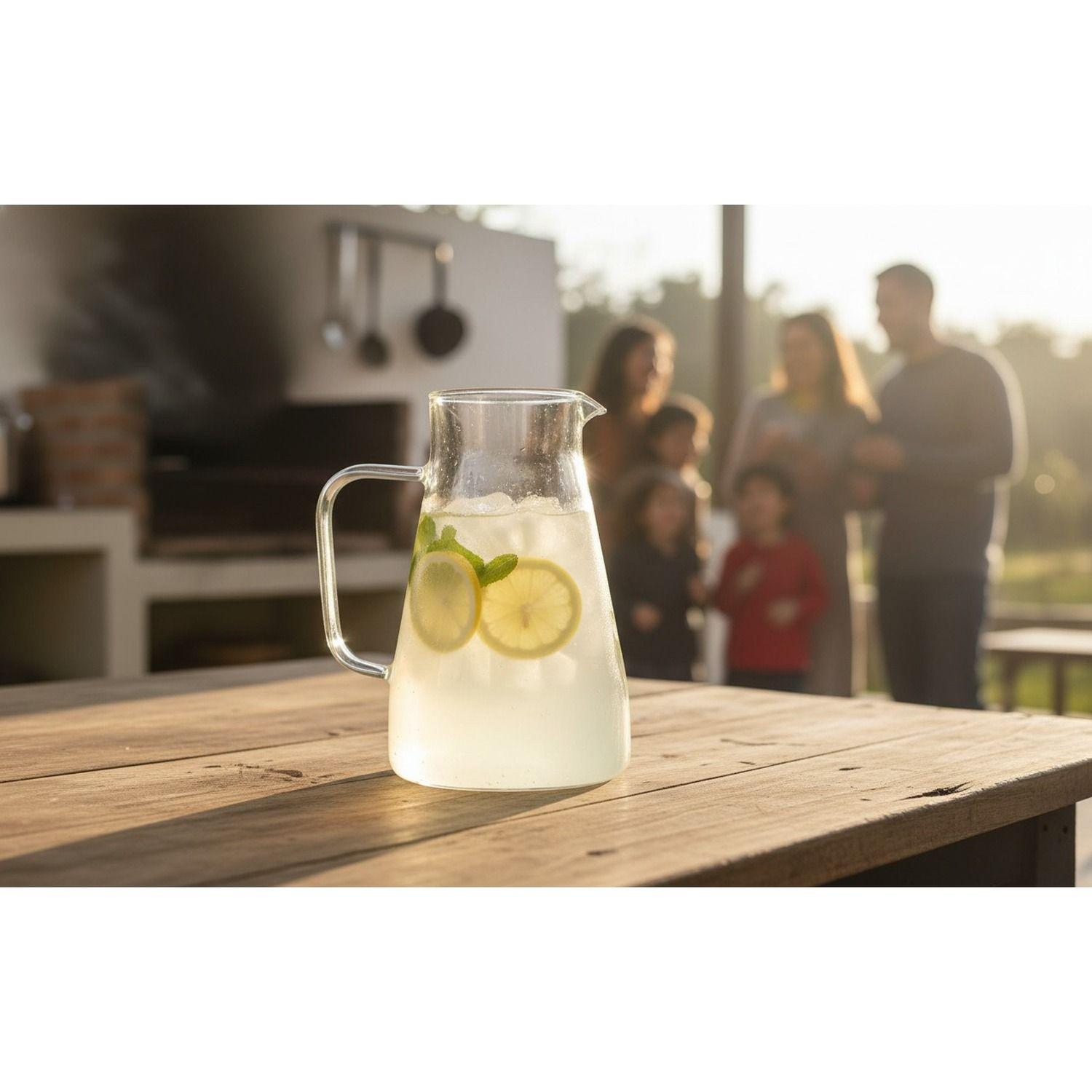 Jarra de Vidrio con Tapa Transparente Moderna 1700mL-4