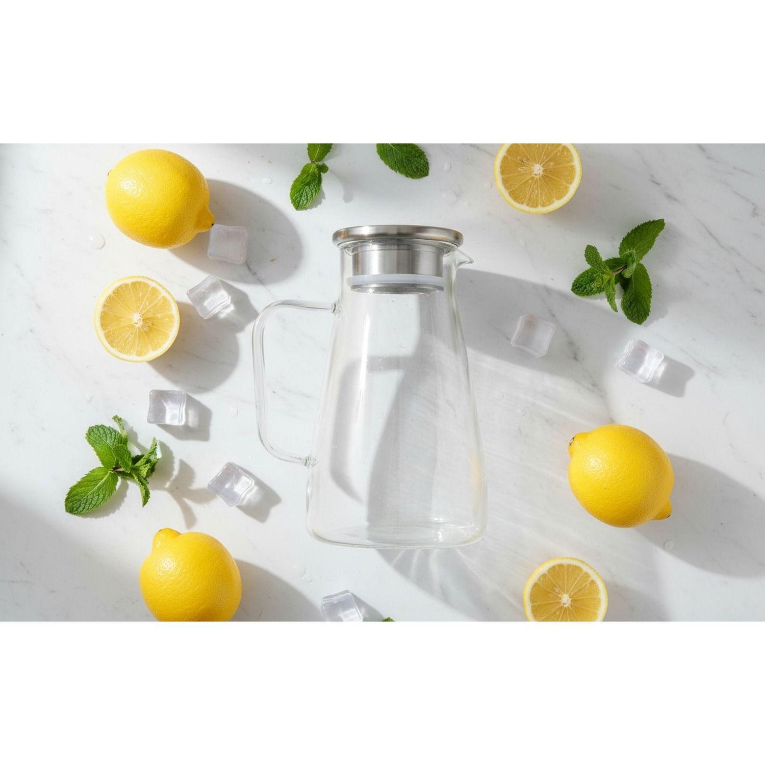 Jarra de Vidrio con Tapa Transparente Moderna 1700mL-5