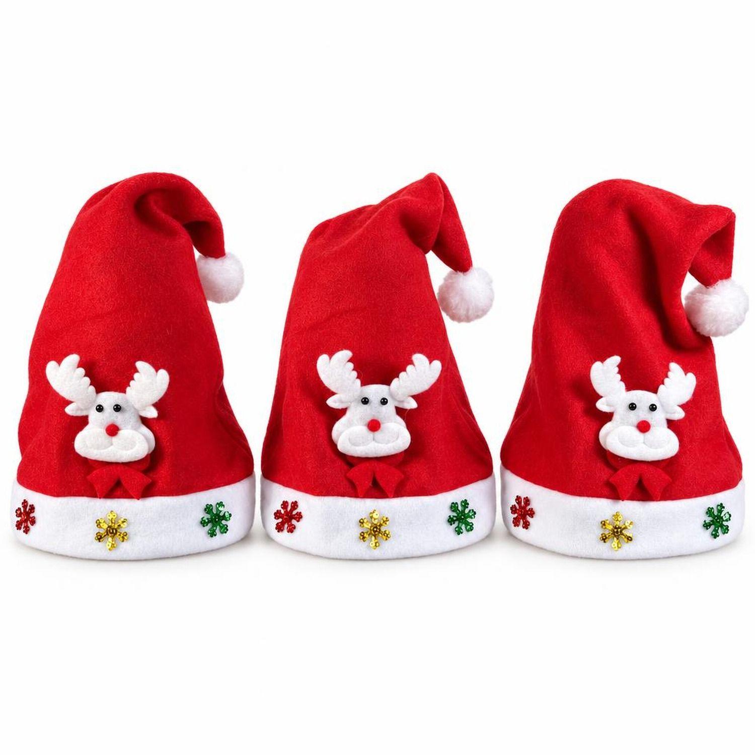 Pack 3 Gorros Navidad Reno 54cm-0