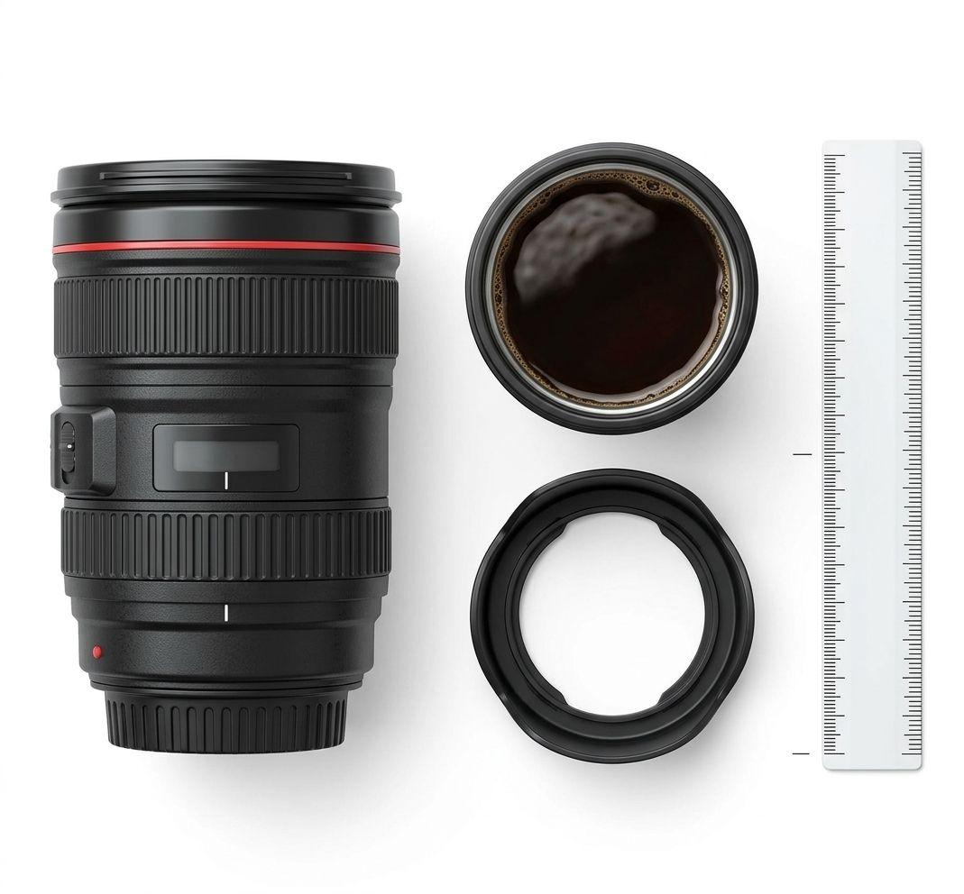 Taza Mug Lente Cámara Fotográfica 350ml Negro Portalapices-5