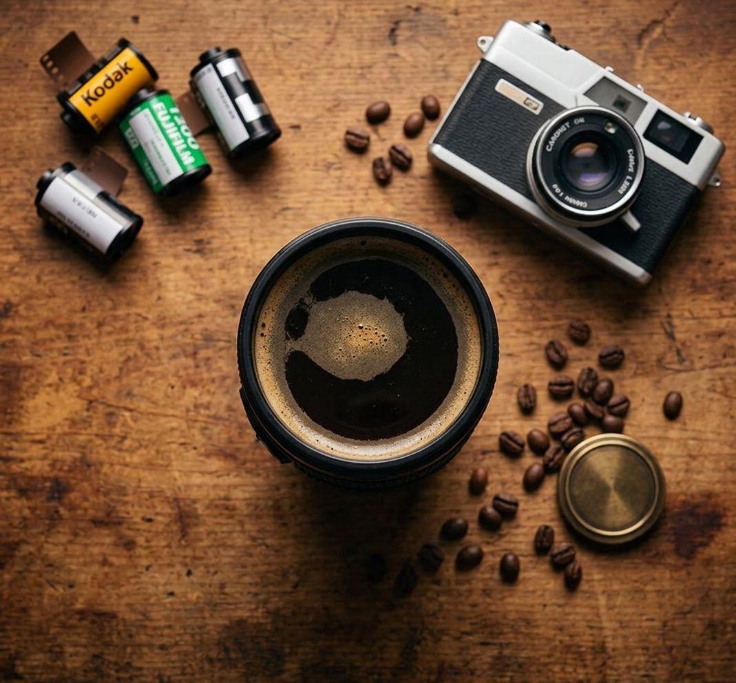 Taza Mug Lente Cámara Fotográfica 350ml Negro Portalapices-7