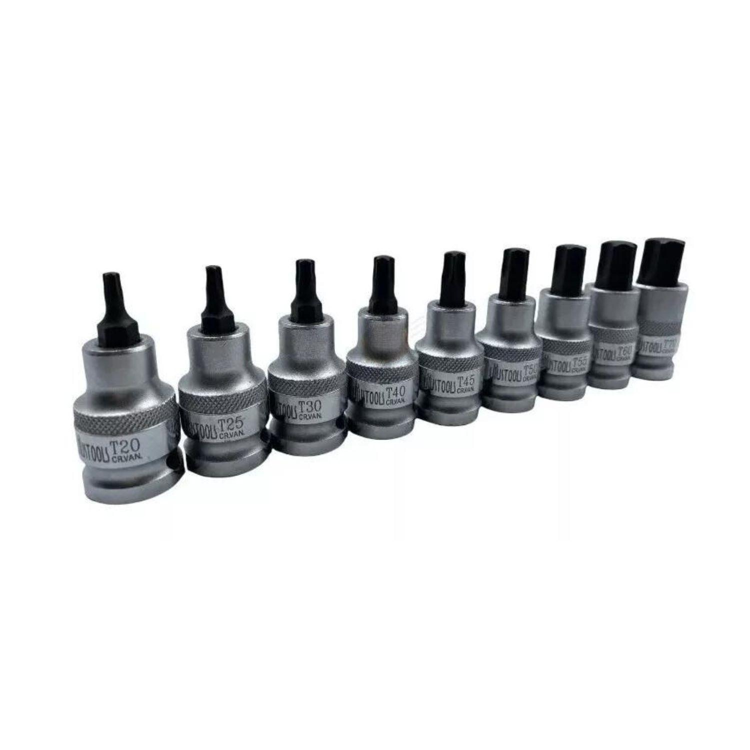 Set Juego de Dados 9 Pzas Torx Profesional 55mm Ferreteria-3