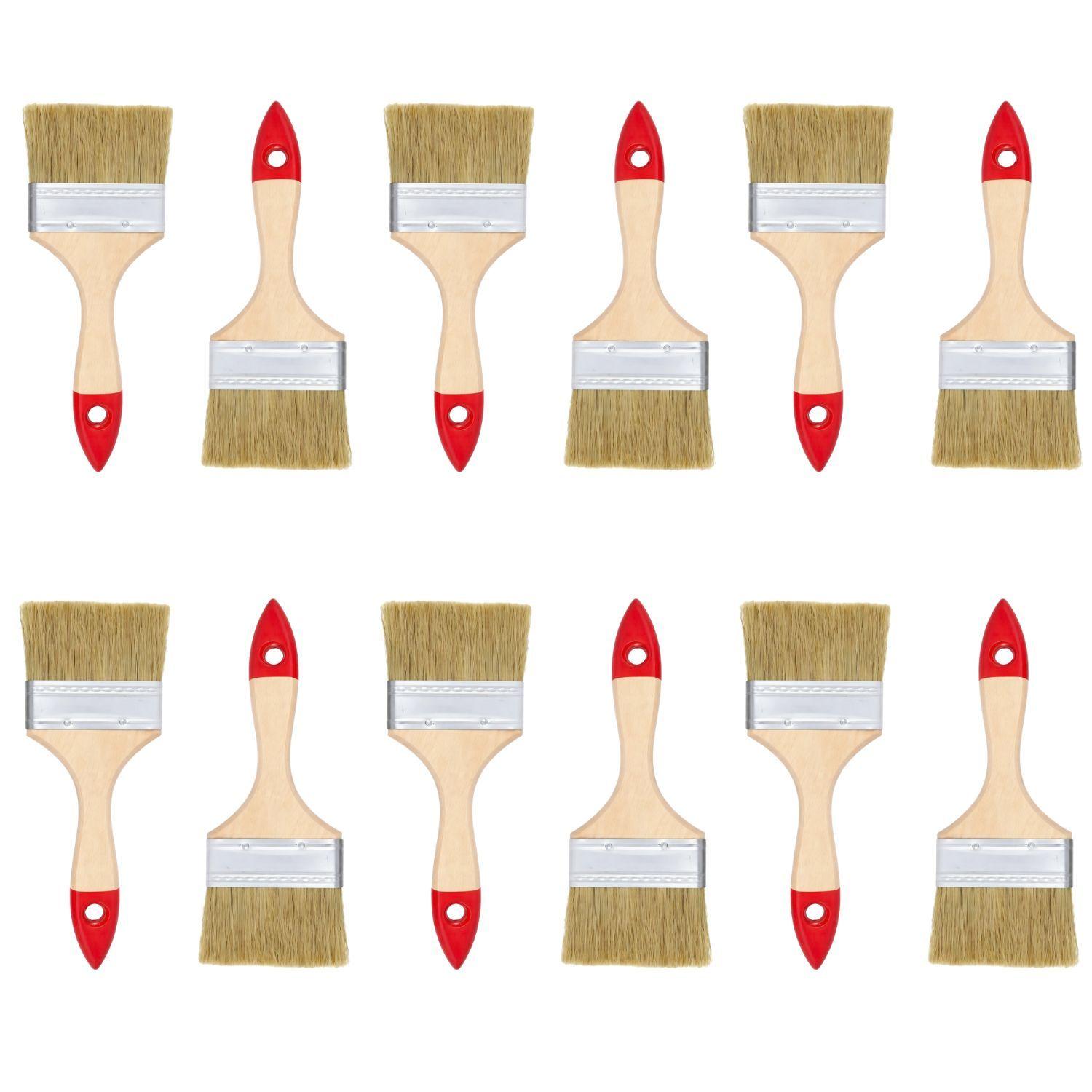 Set 12 Brocha Mango Madera 4 Pulgadas Para Pintura Pintar-0