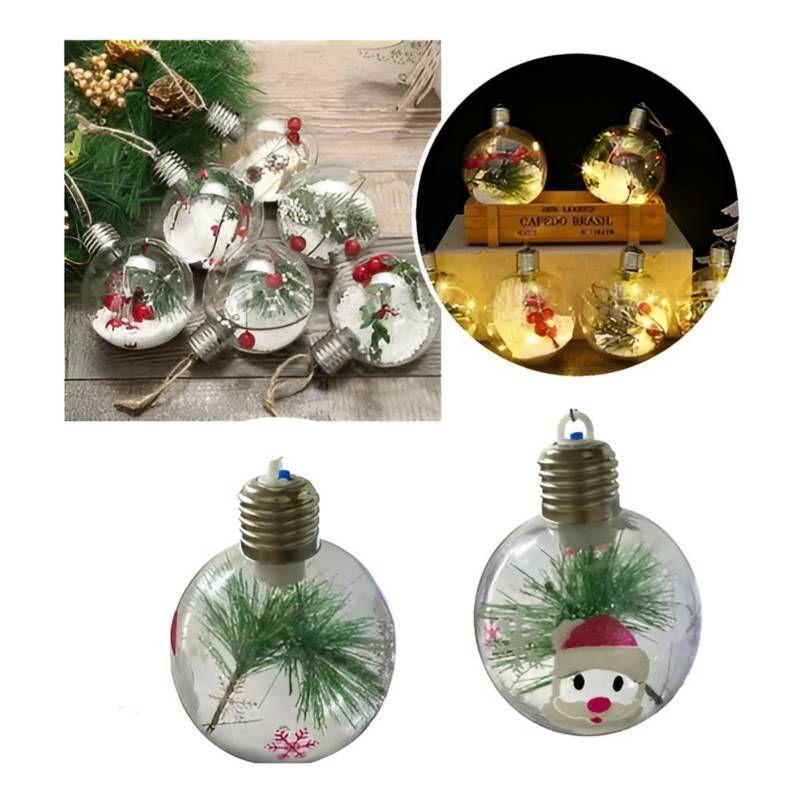 12 Esferas Navideñas Con Luz Led Deco Navidad 8cms Surtidos-0