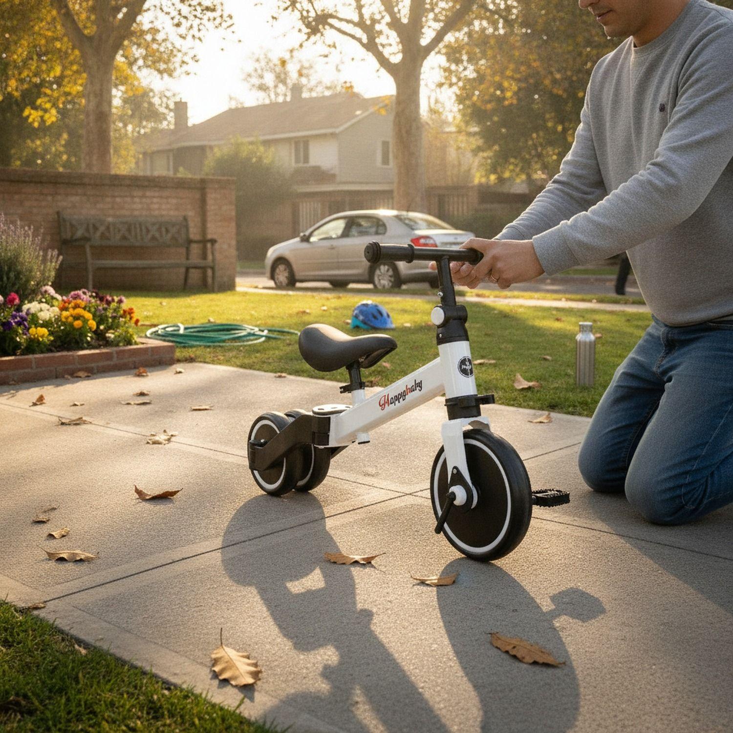 Bicicleta Equilibrio Plegable Infantil Acero 70cm Blanco-1