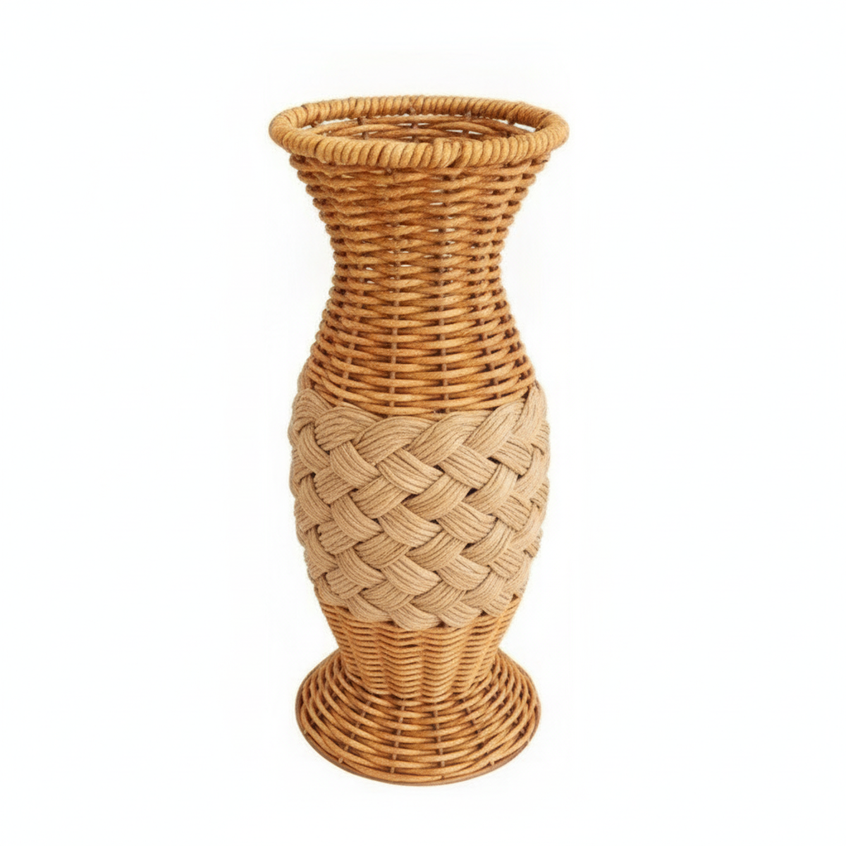 Florero Yute Trenzado Bohemio Decorativo Flores Secas 29cm-0