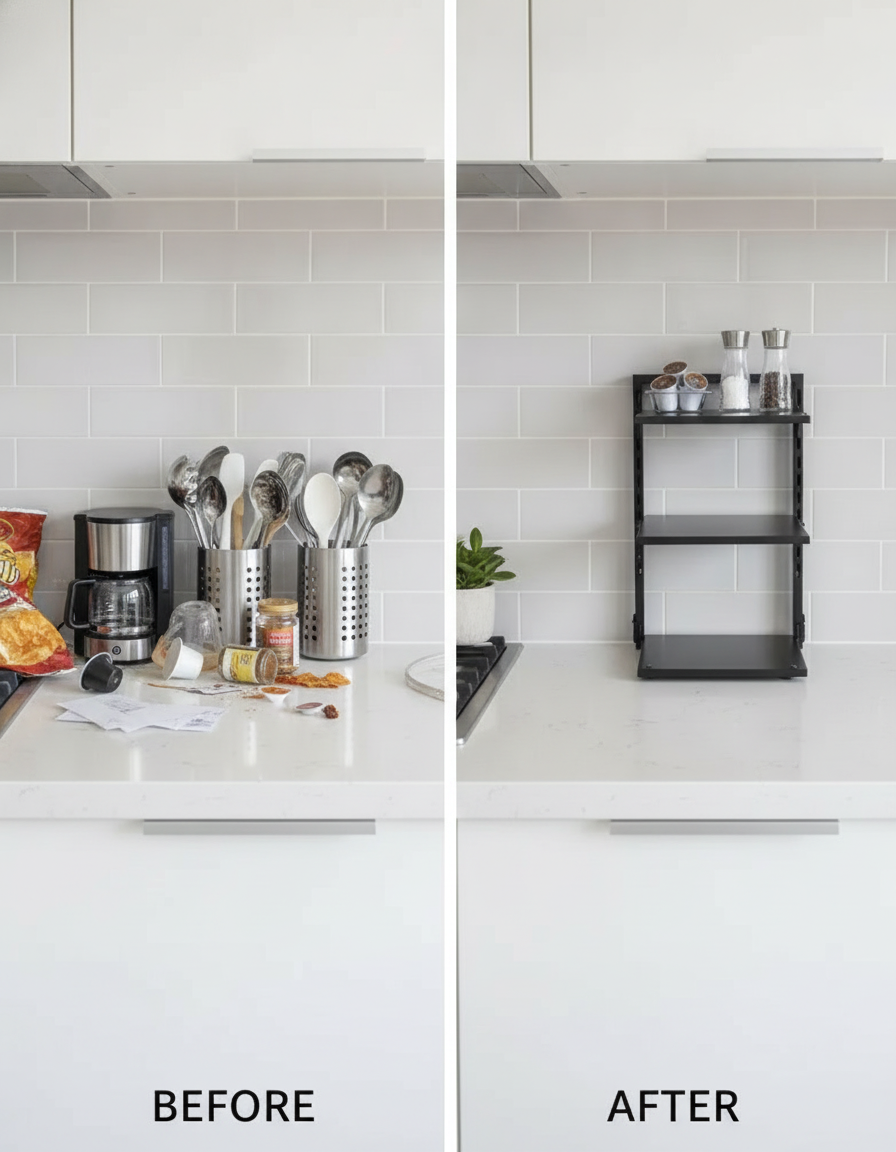 Repisa Extensible 3 Niveles Organizador Cocina Metal Negro-3