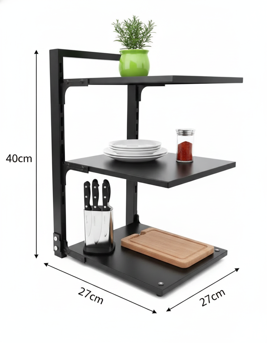 Repisa Extensible 3 Niveles Organizador Cocina Metal Negro-8