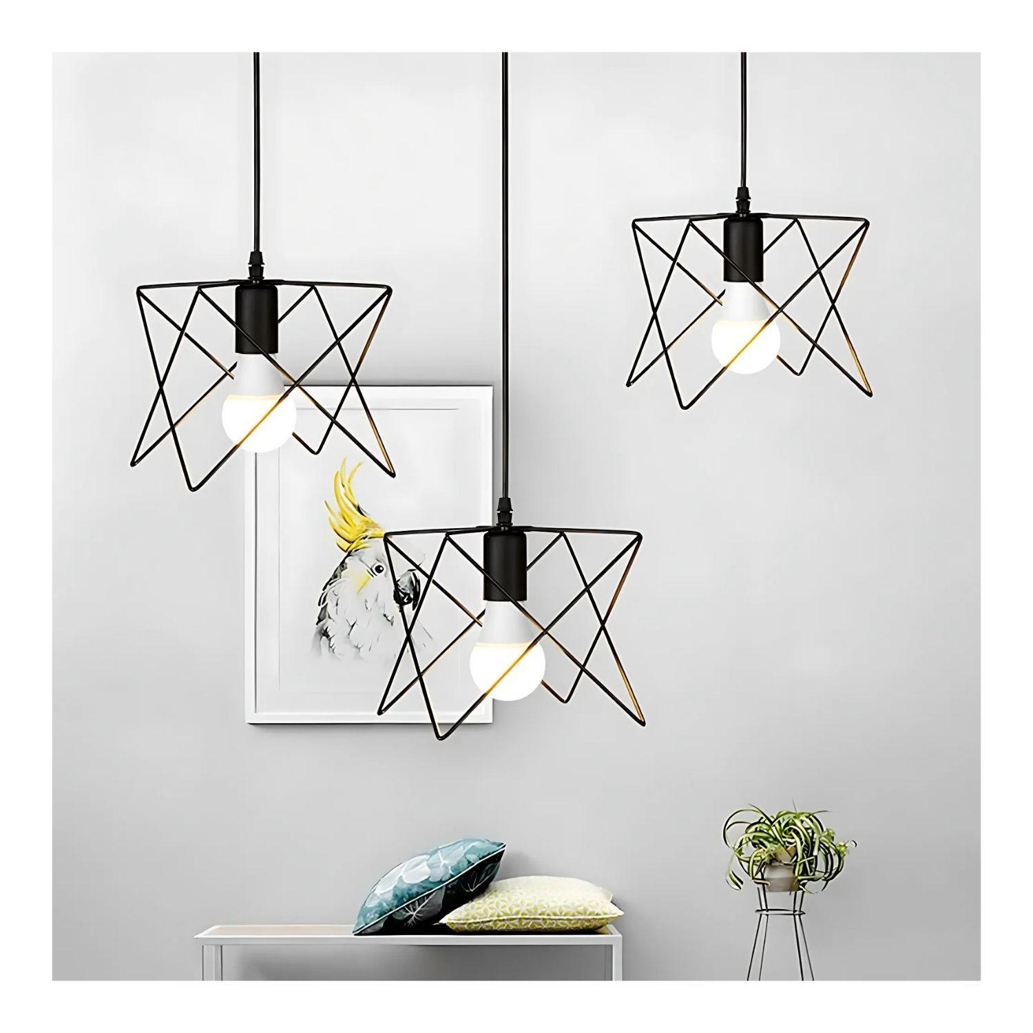 Lampara De Techo Colgante Industrial De Geometrica Metalica-2