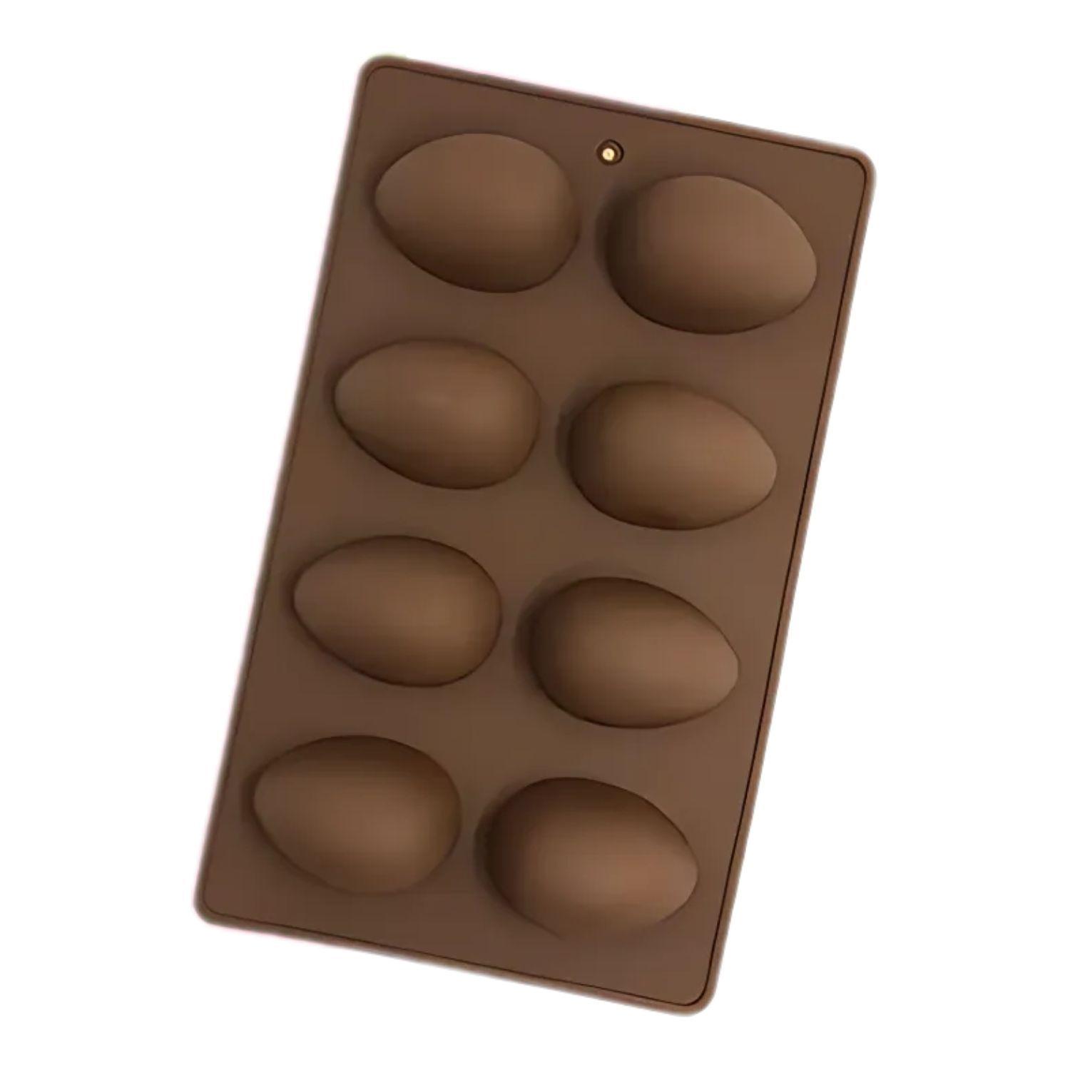 Molde Silicona Bandeja de 8 Huevos de Pascua Grande Cafe-0