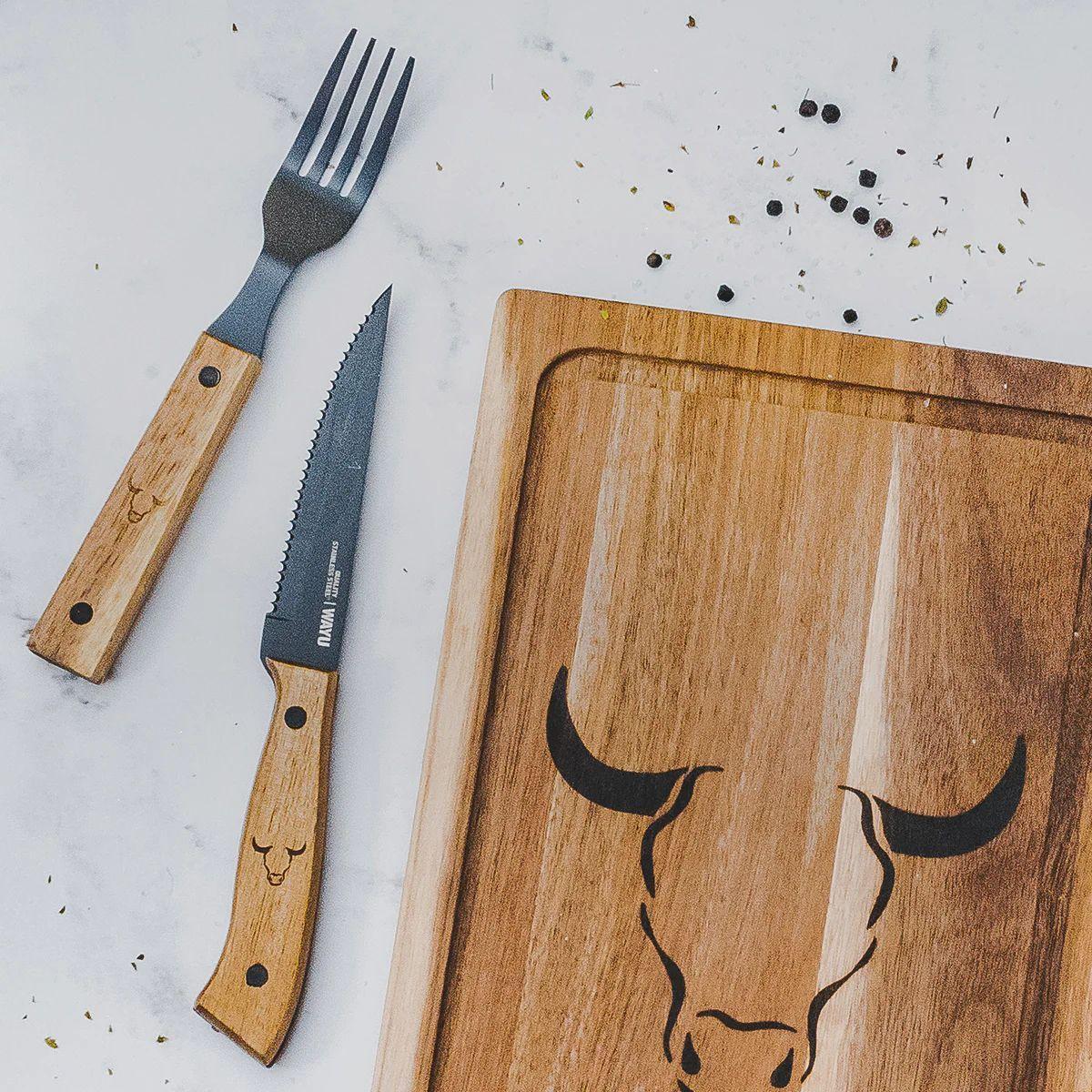 Juego Cuchillos Prm 6pcs Wayu 14cm Asado Bbq Cocina-4