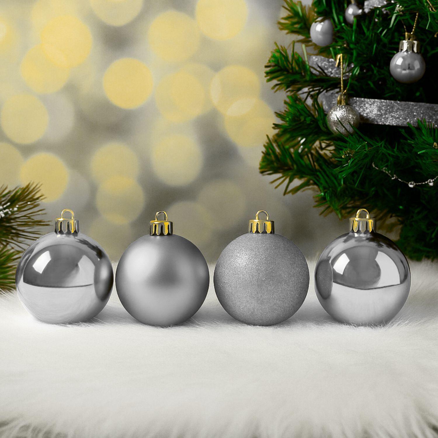 Set 20 Esferas Bambalinas Navideñas 5cm Plateado Decoración-2