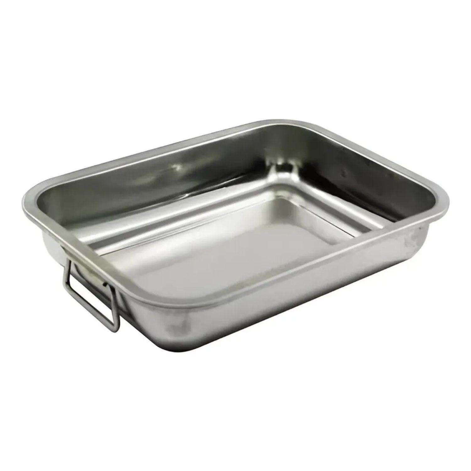 Bandeja Fuente Acero Inoxidable Con Asas Manillas 40x30 Cm-3