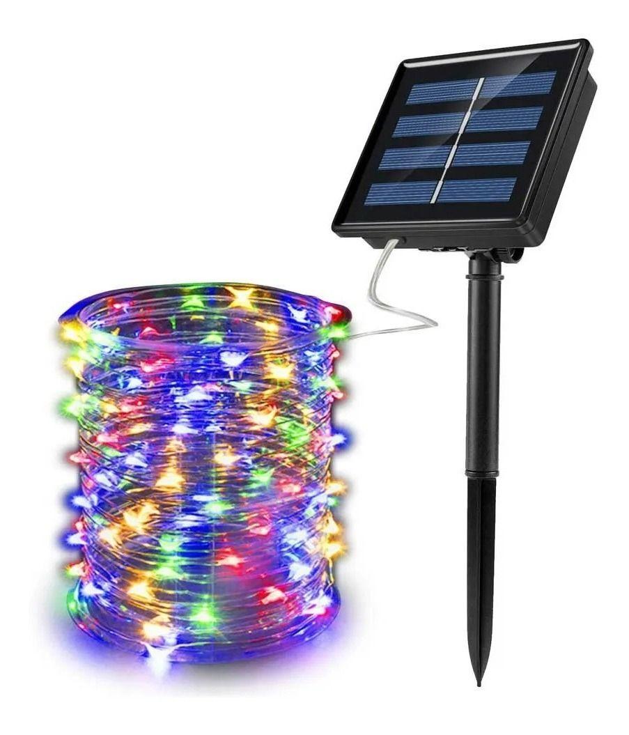 Guirnalda 100 Led Alambre Hada Rbg Boda 10m Multicolor Solar-0