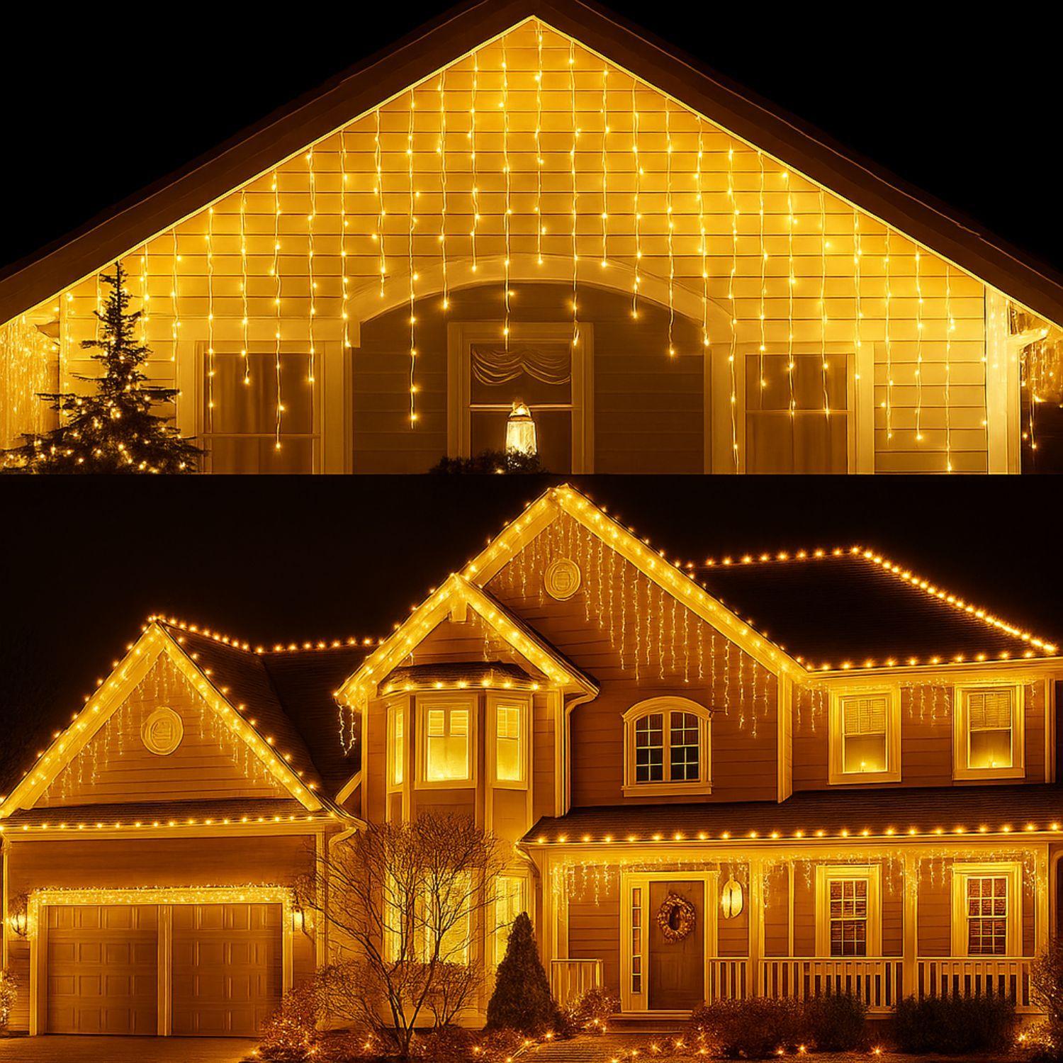 Set 3 Luces Navidad Solar Cascada Calidas 360 Led 8M Hogar-2