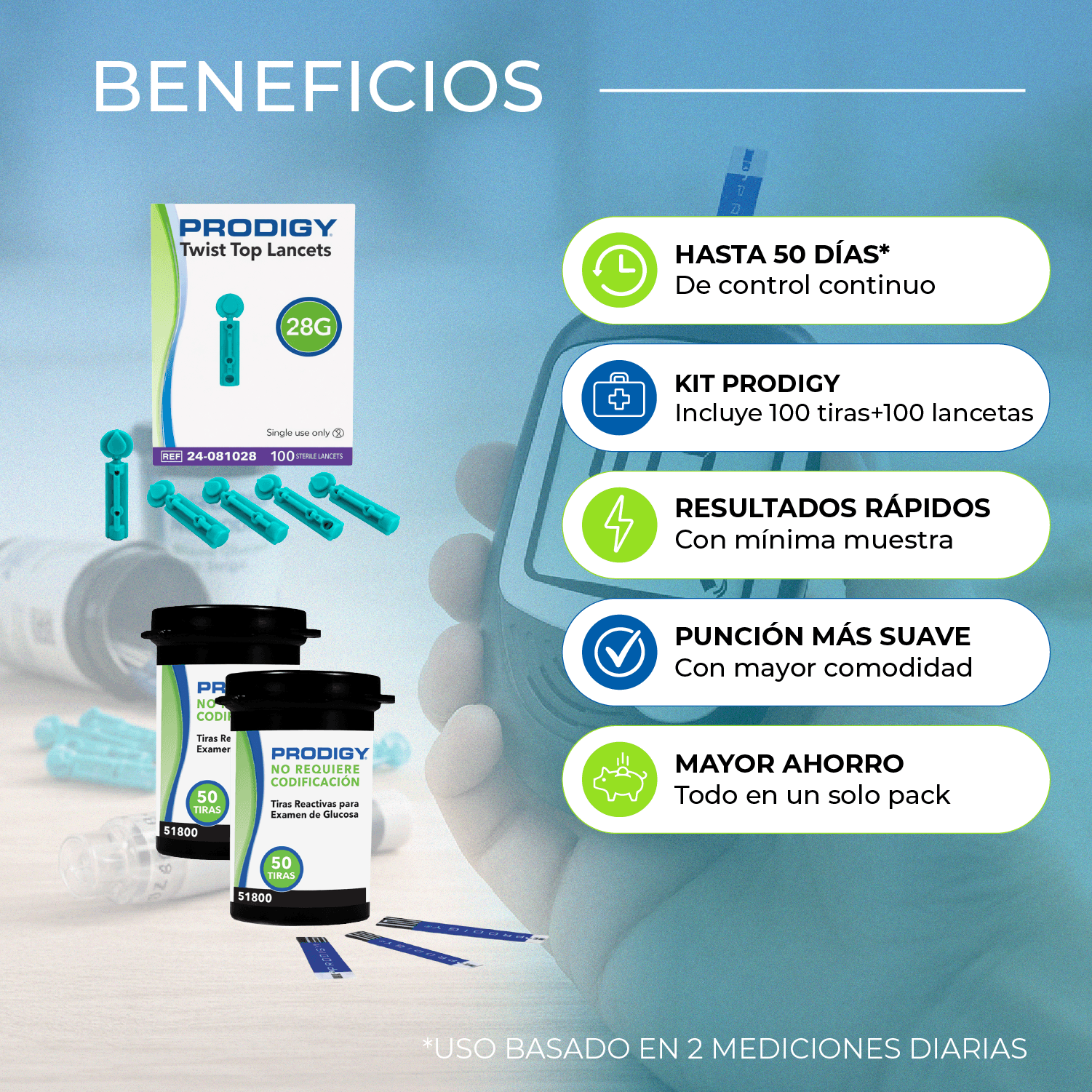100 Tiras Reactivas Prodigy + 100 Lancetas-3