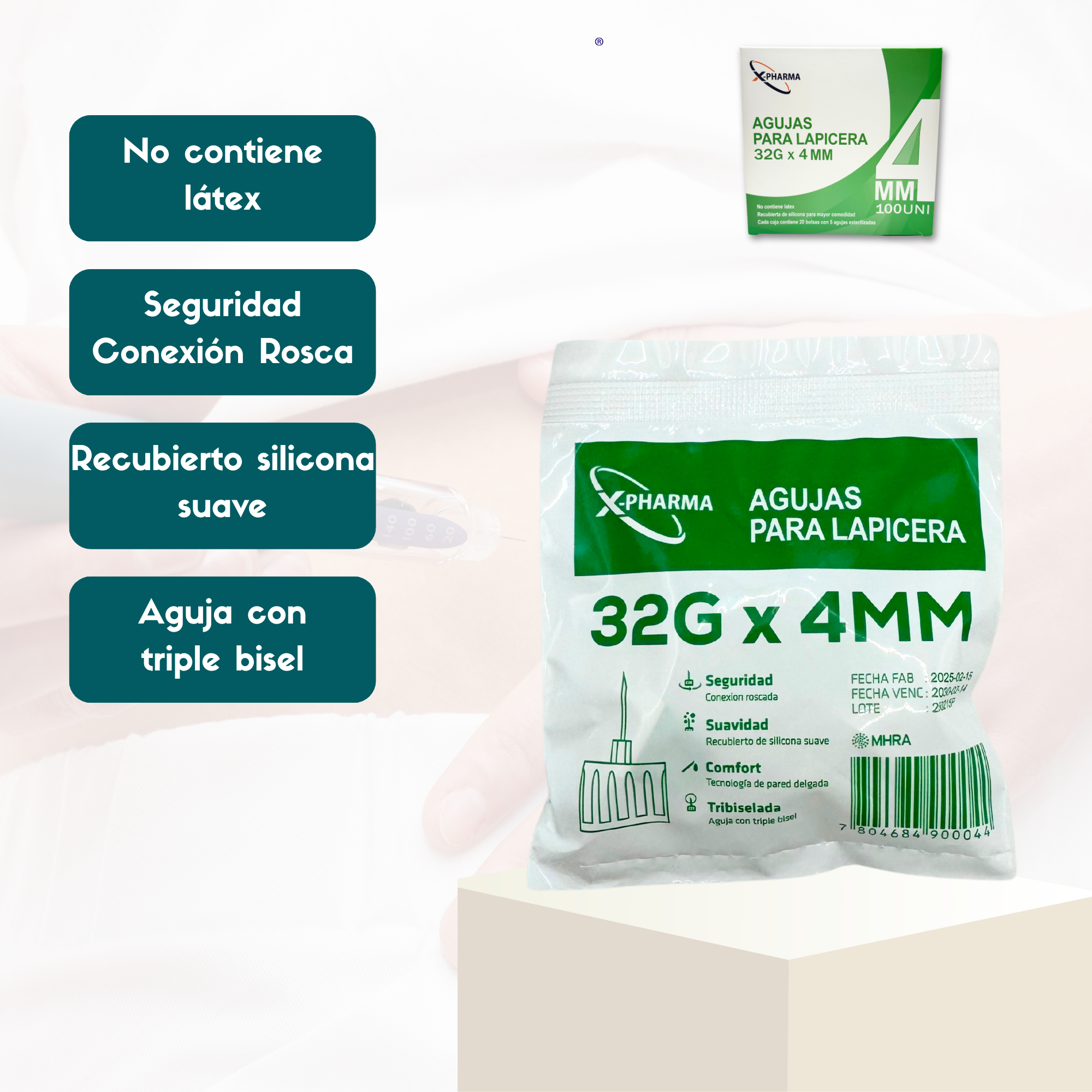 Agujas para Lapicera Universal 32G x 4 mm 100 unidades-3