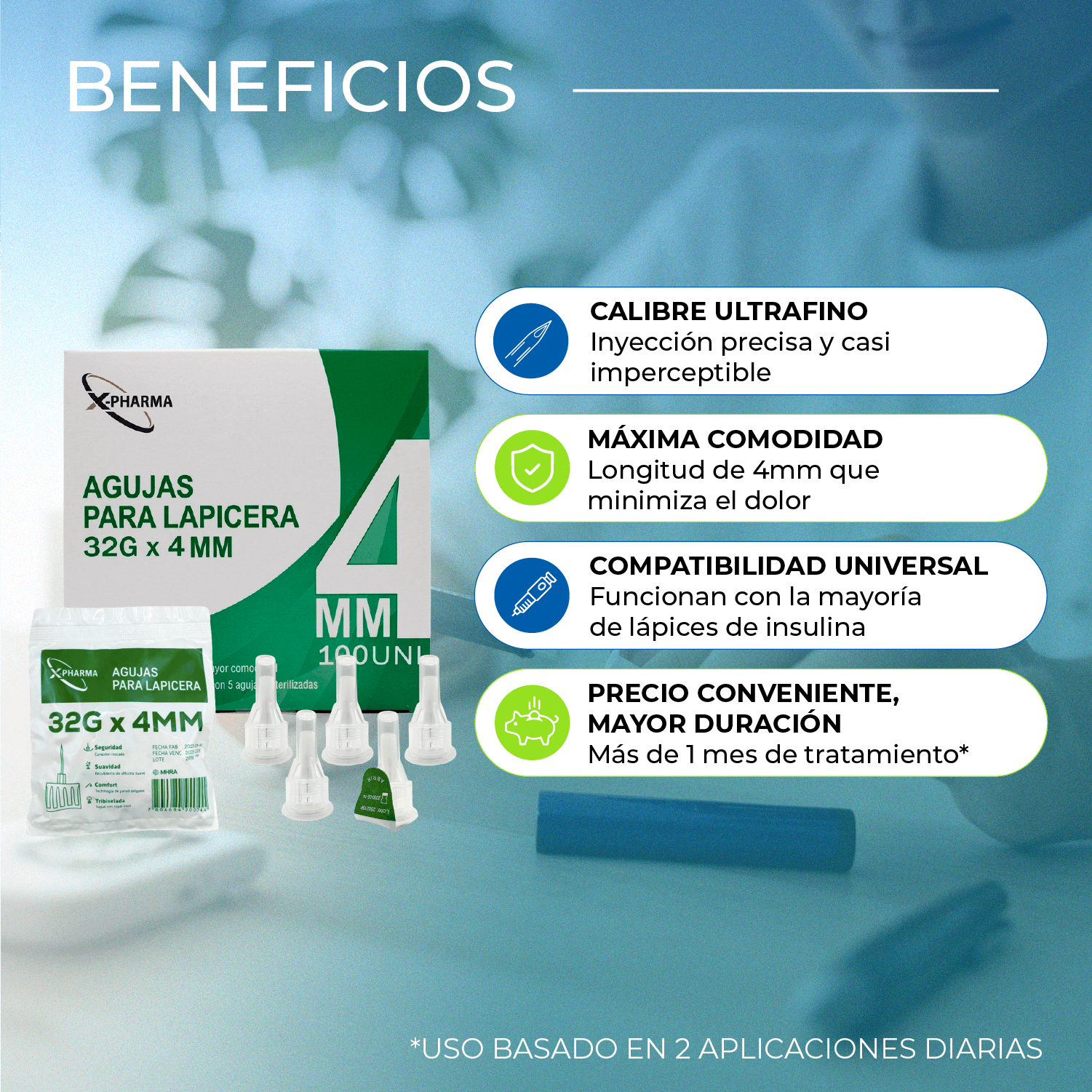 Agujas para Lapicera Universal 32G x 4 mm 100 unidades-4