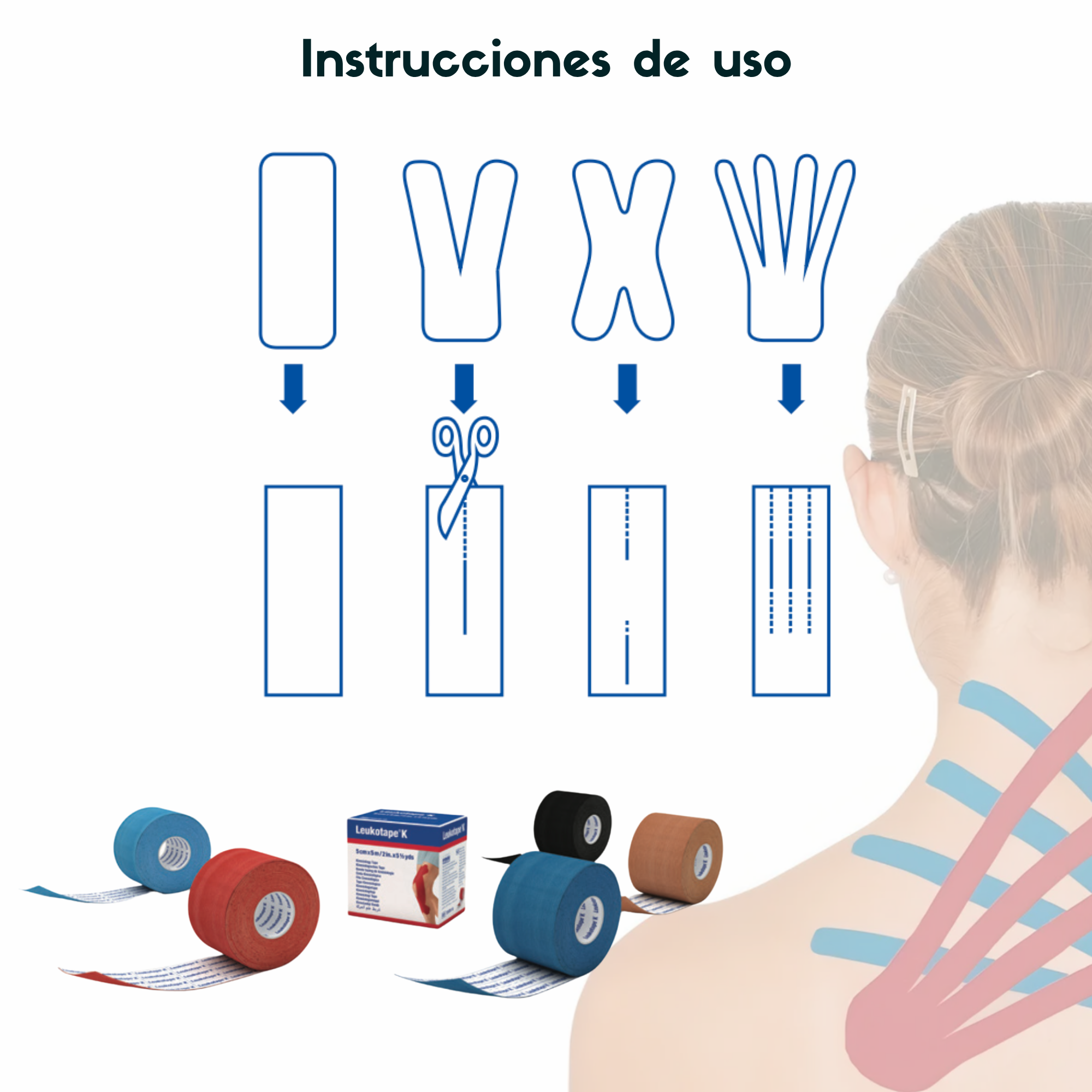 Cinta Kinesiologica Leukotape K Rojo 5 cm x 5 m-7