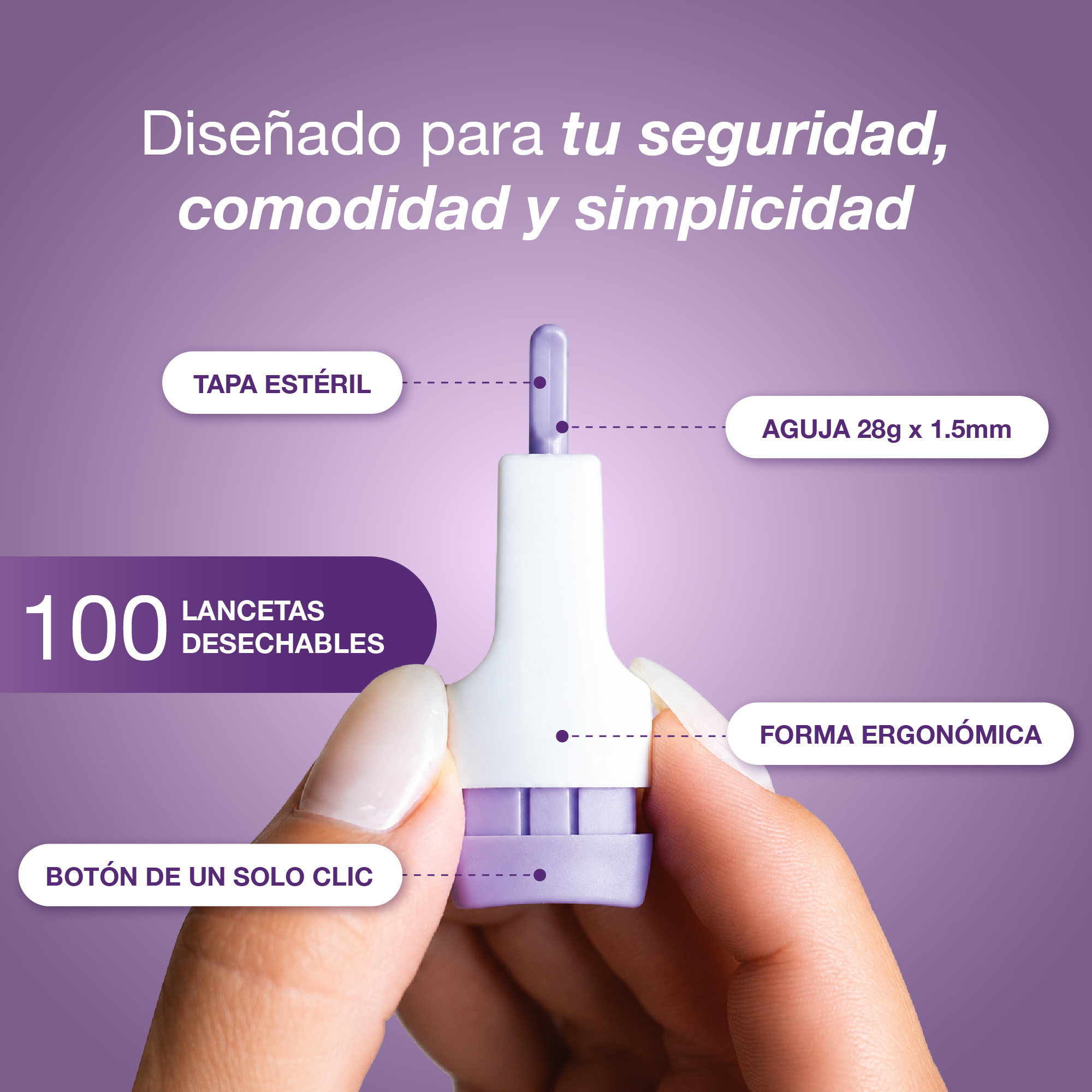 Lancetas de Seguridad Acti-Lance® Lite 28G x 1,5 mm caja 100 Unidades-2