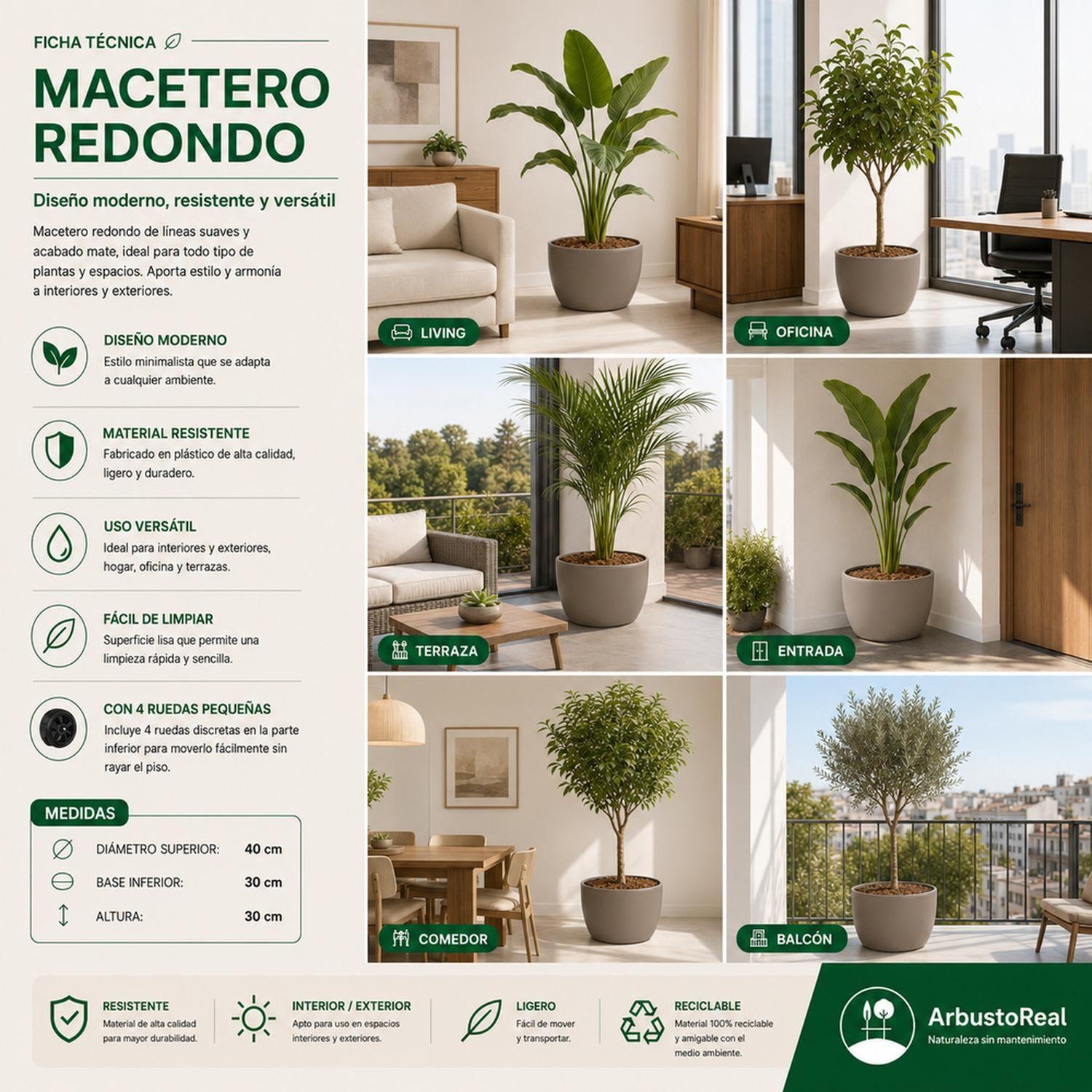 Macetero Nórdico Gris Oscuro L 40 Cm 40 X 30X 40 Gris Oscuro-4