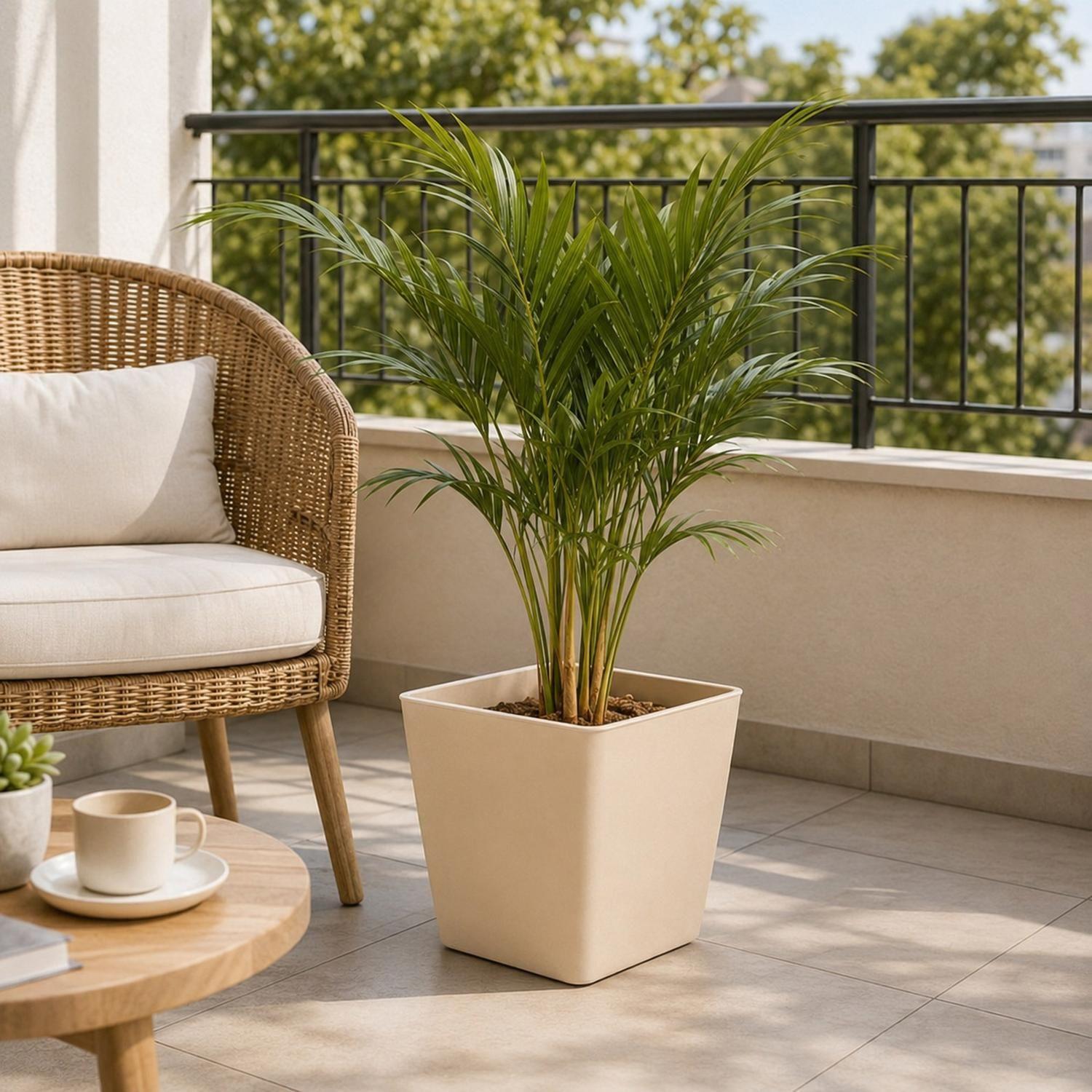 Macetero Cuadrado Beige 30x30 cm Plastico Resistente-6