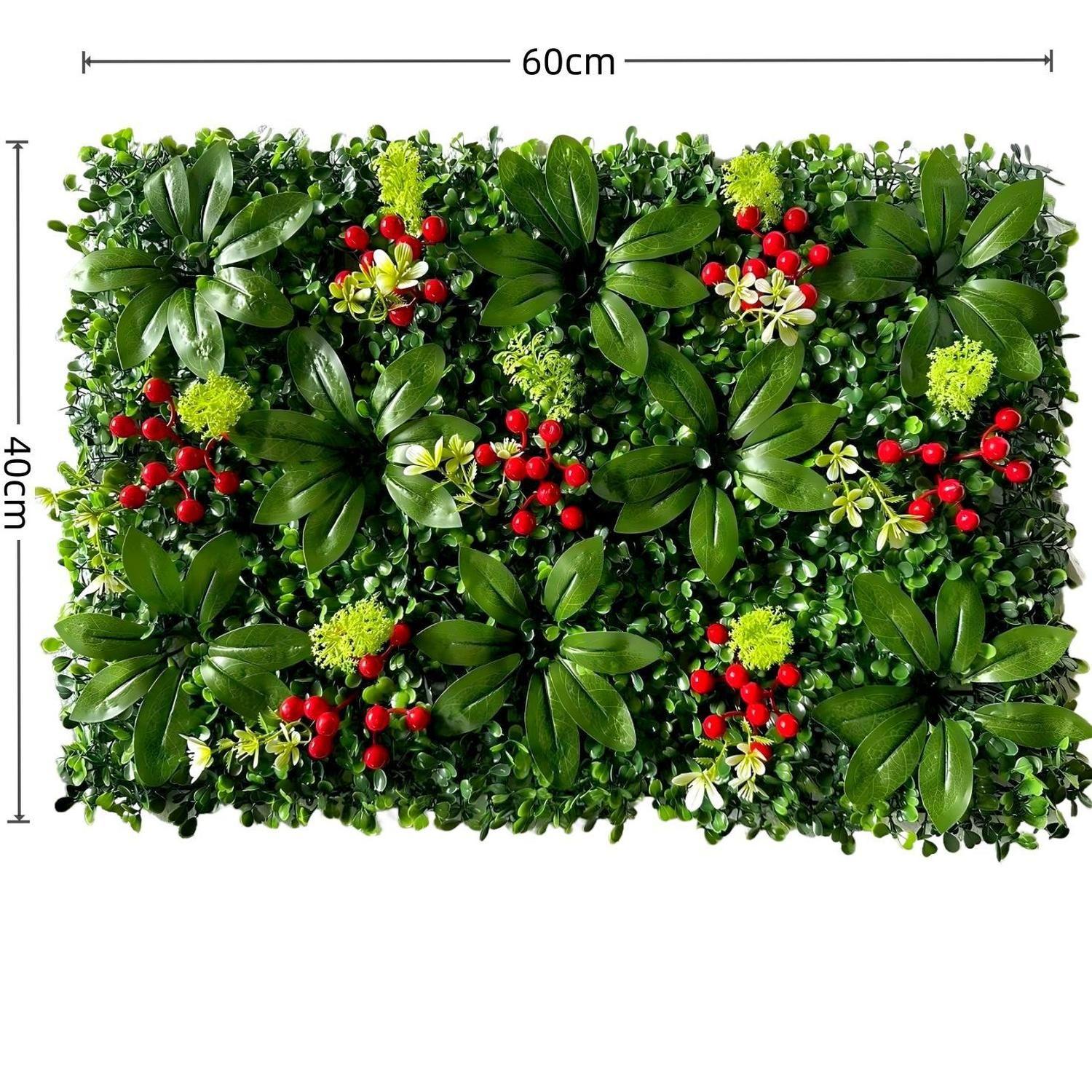 Jardín Muro vertical artificial E palmeta Plantas 60x40 cm Guinda-3